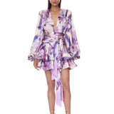 Wisteria Bedouin Coastal Purple Multi Mini Dress