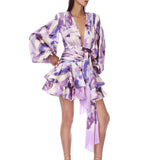 Wisteria Bedouin Coastal Purple Multi Mini Dress