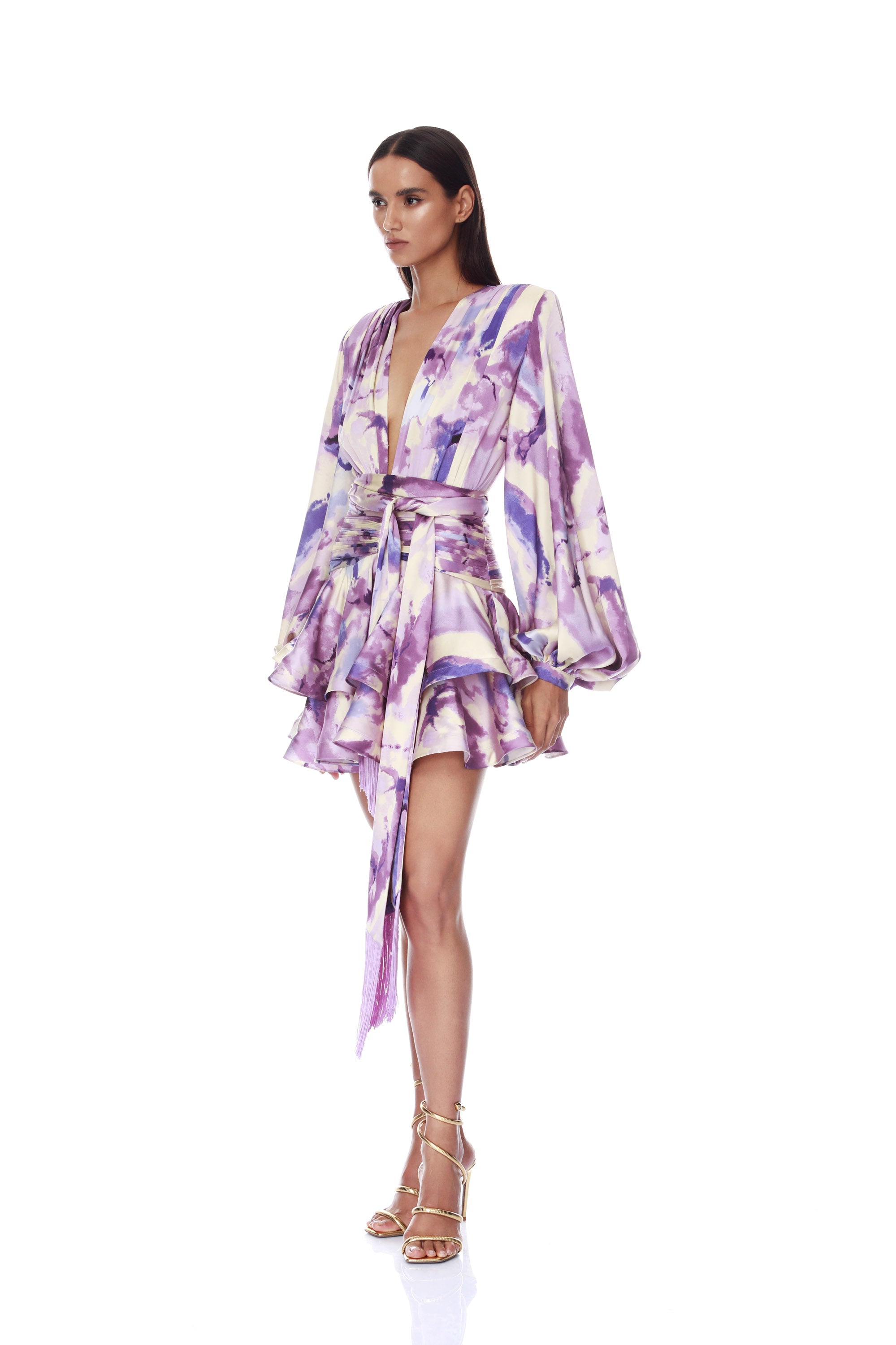 Wisteria Bedouin Coastal Purple Multi Mini Dress
