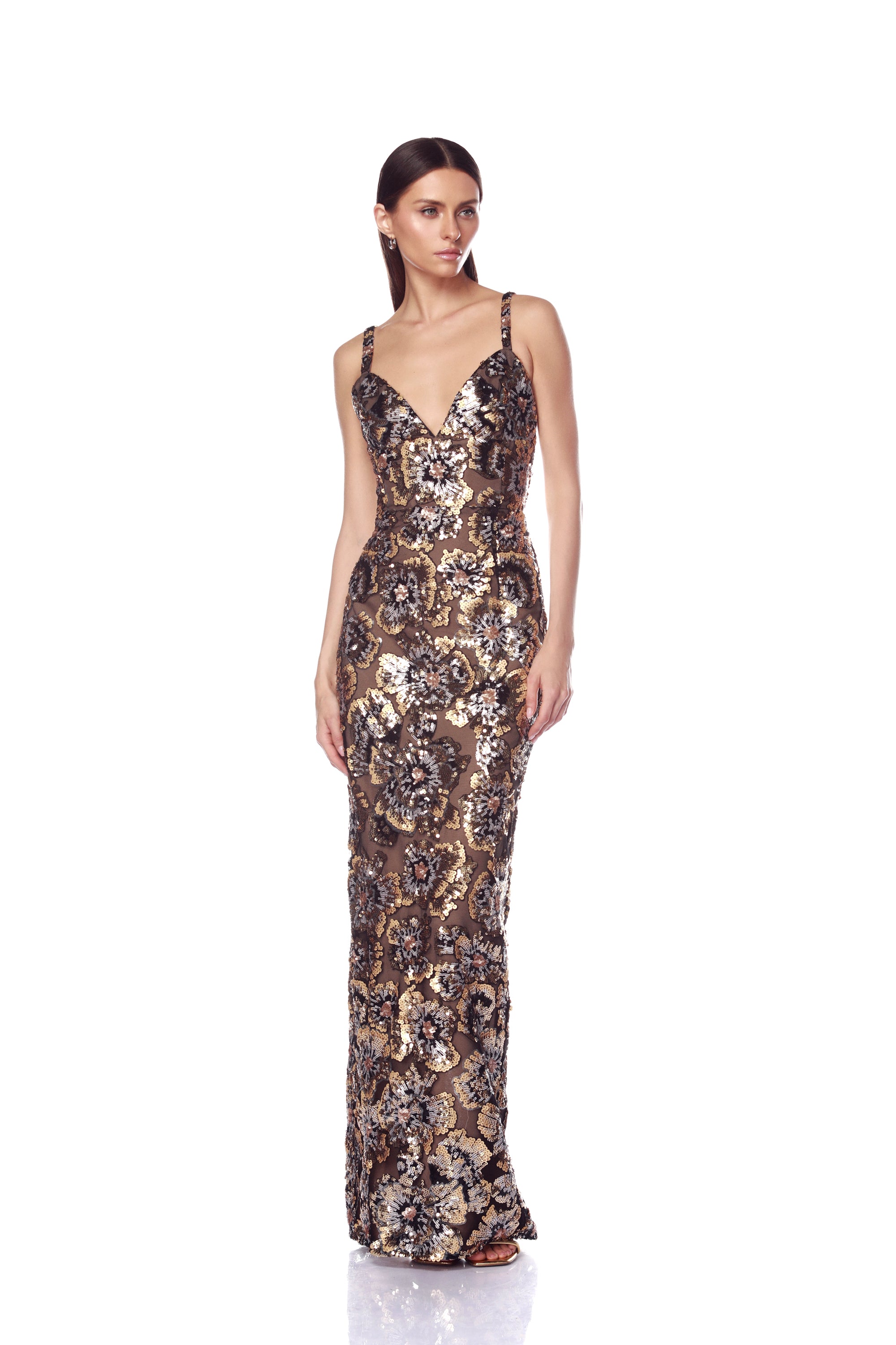 Allegra Gold Multi Maxi Dress