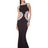 Camila Black Rhinestone Cutout Gown