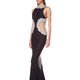Camila Black Rhinestone Cutout Gown