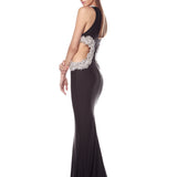 Camila Black Rhinestone Cutout Gown