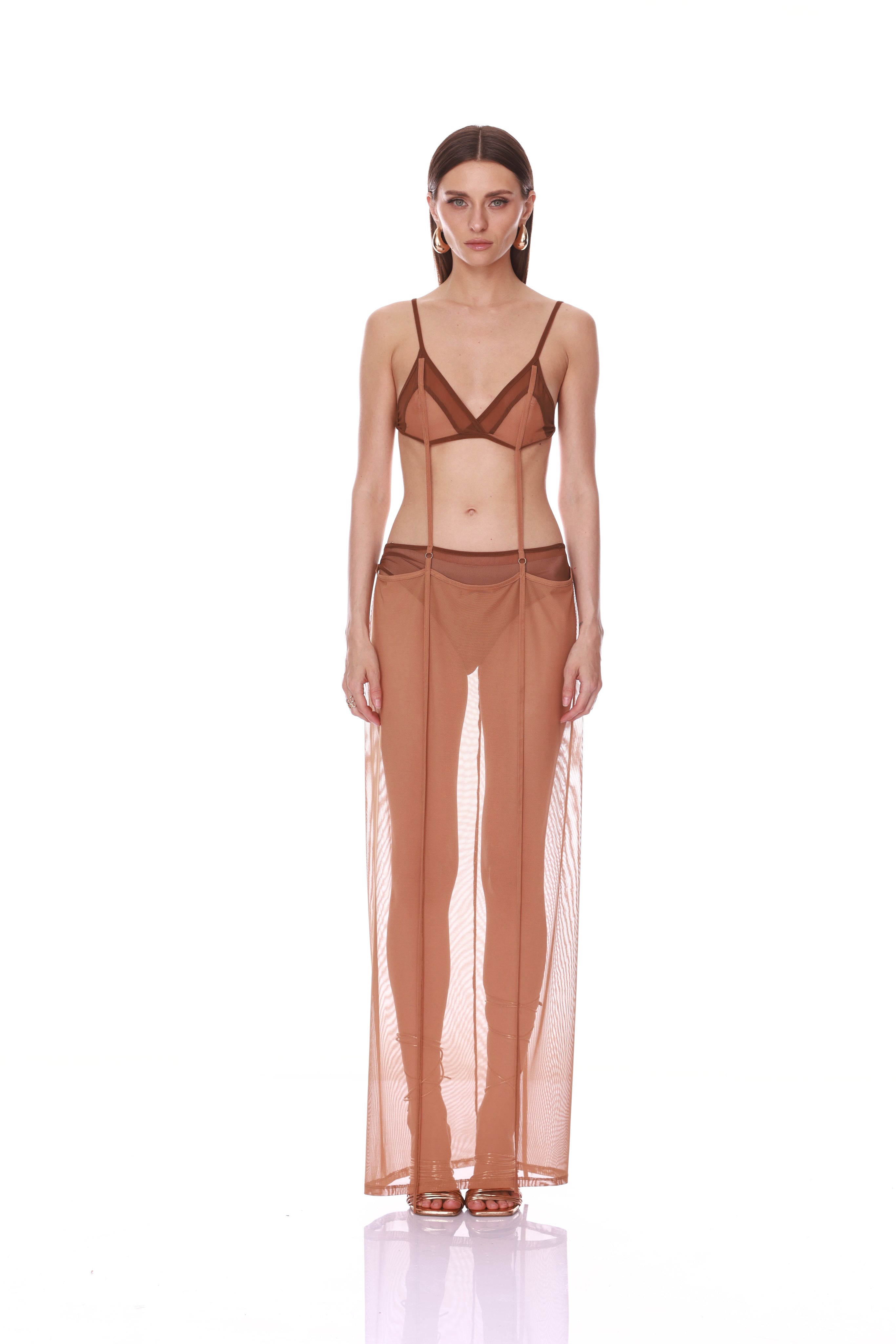 Amira Brown Two Piece Dress