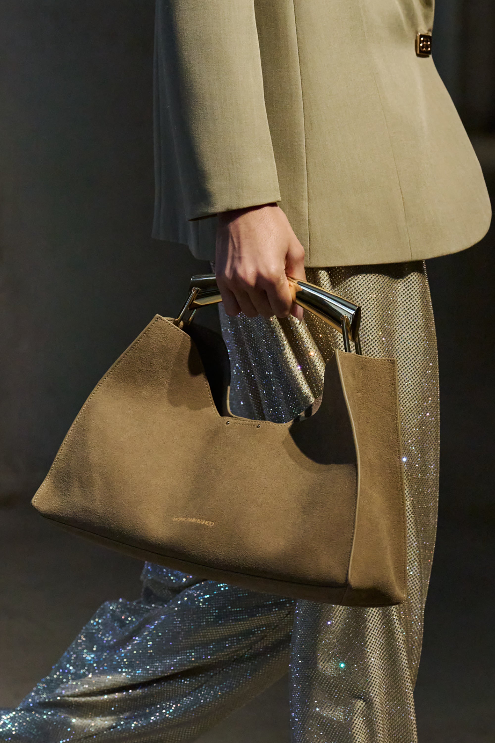 Poline Midi Bag in Khaki Suede