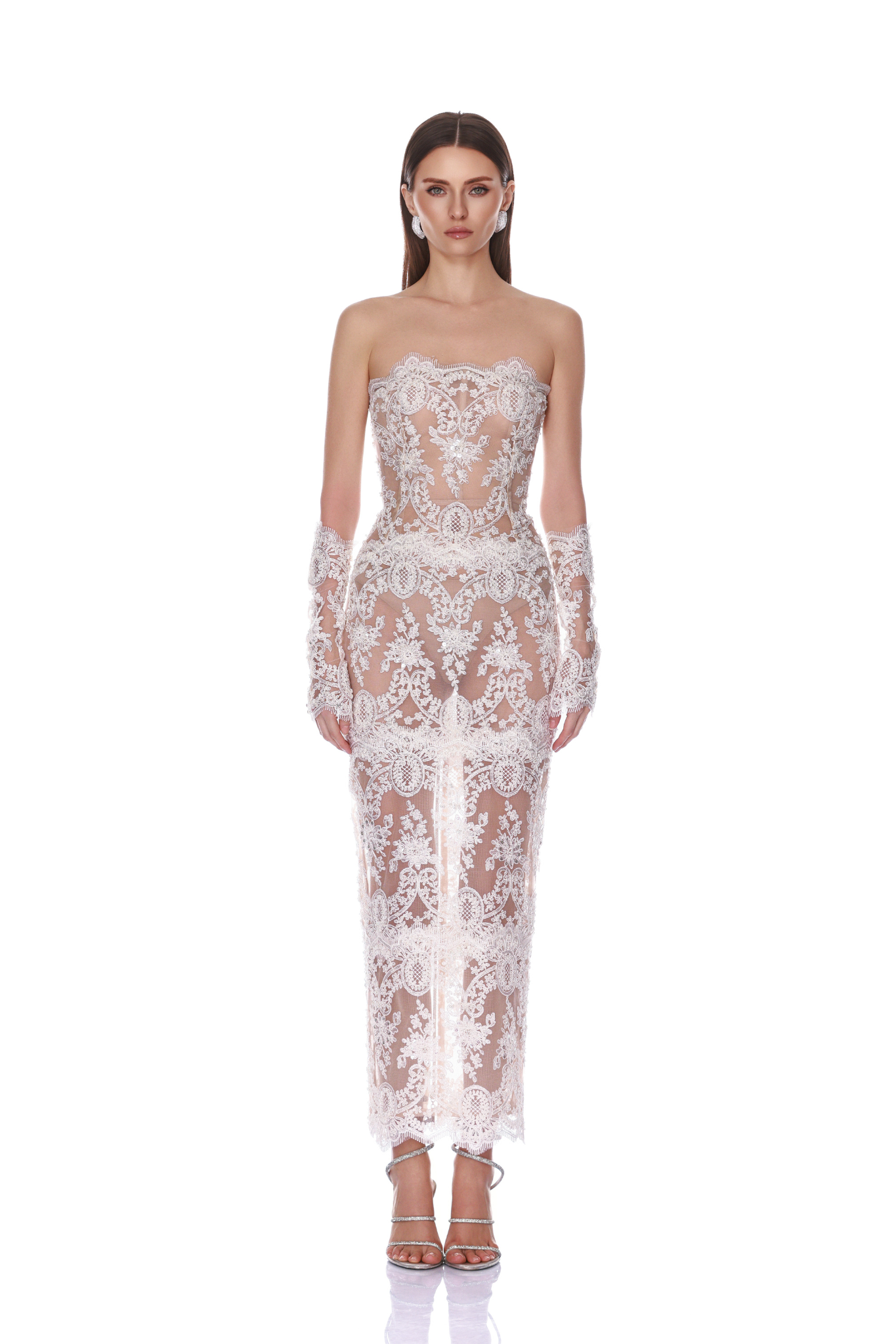Paris Maraya Blanc Lace Maxi Dress