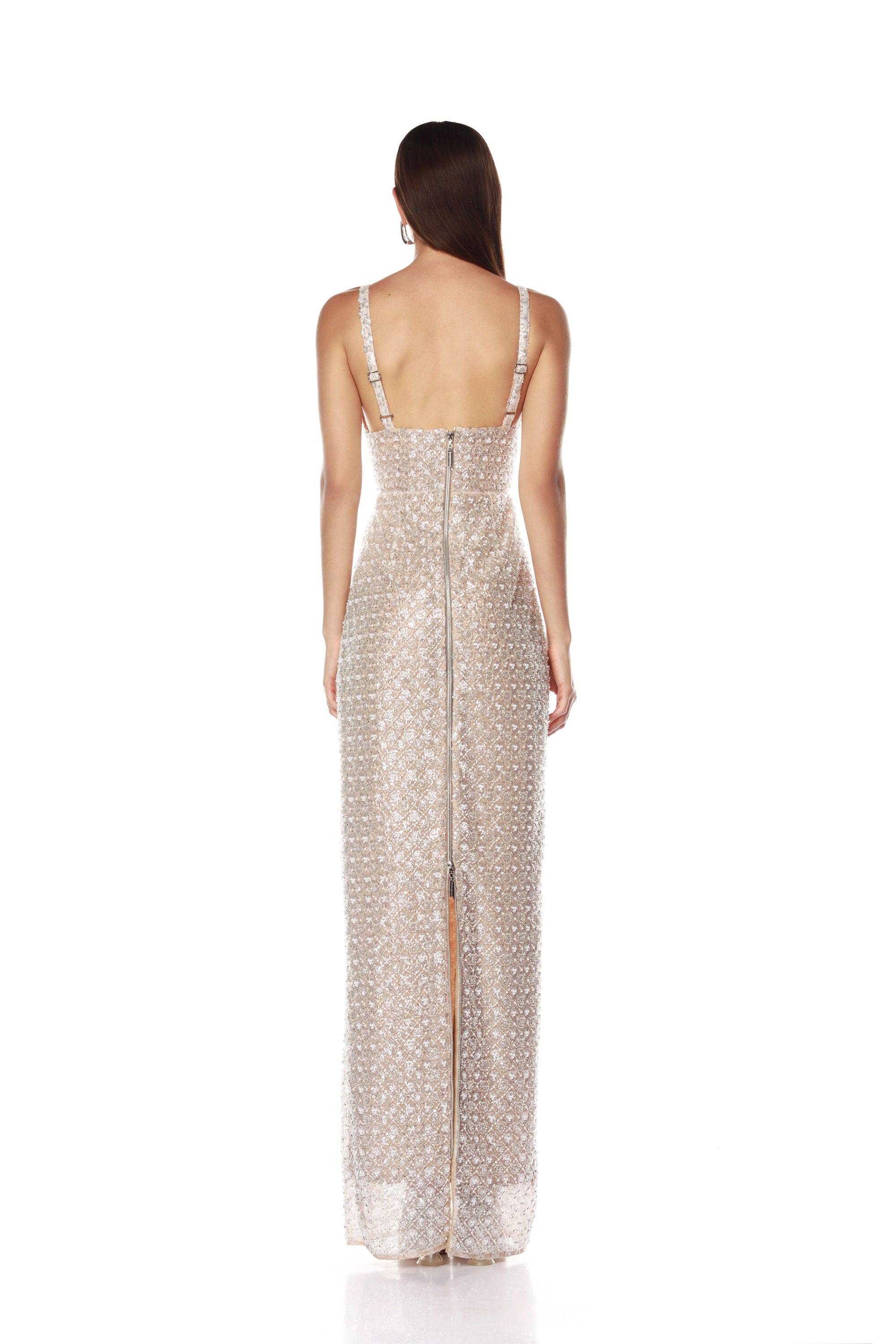 Allegra Silver Sequin Maxi Dress