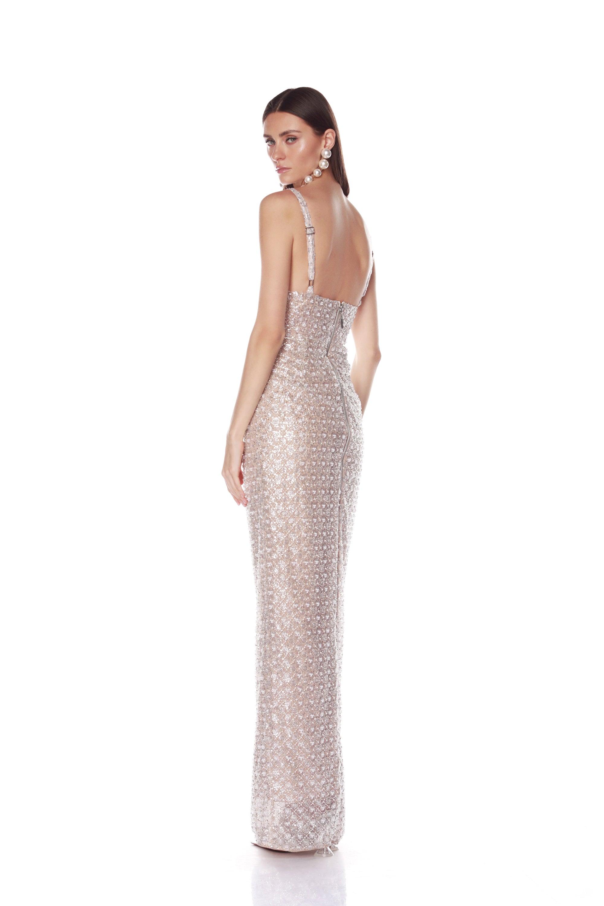 Allegra Silver Sequin Maxi Dress