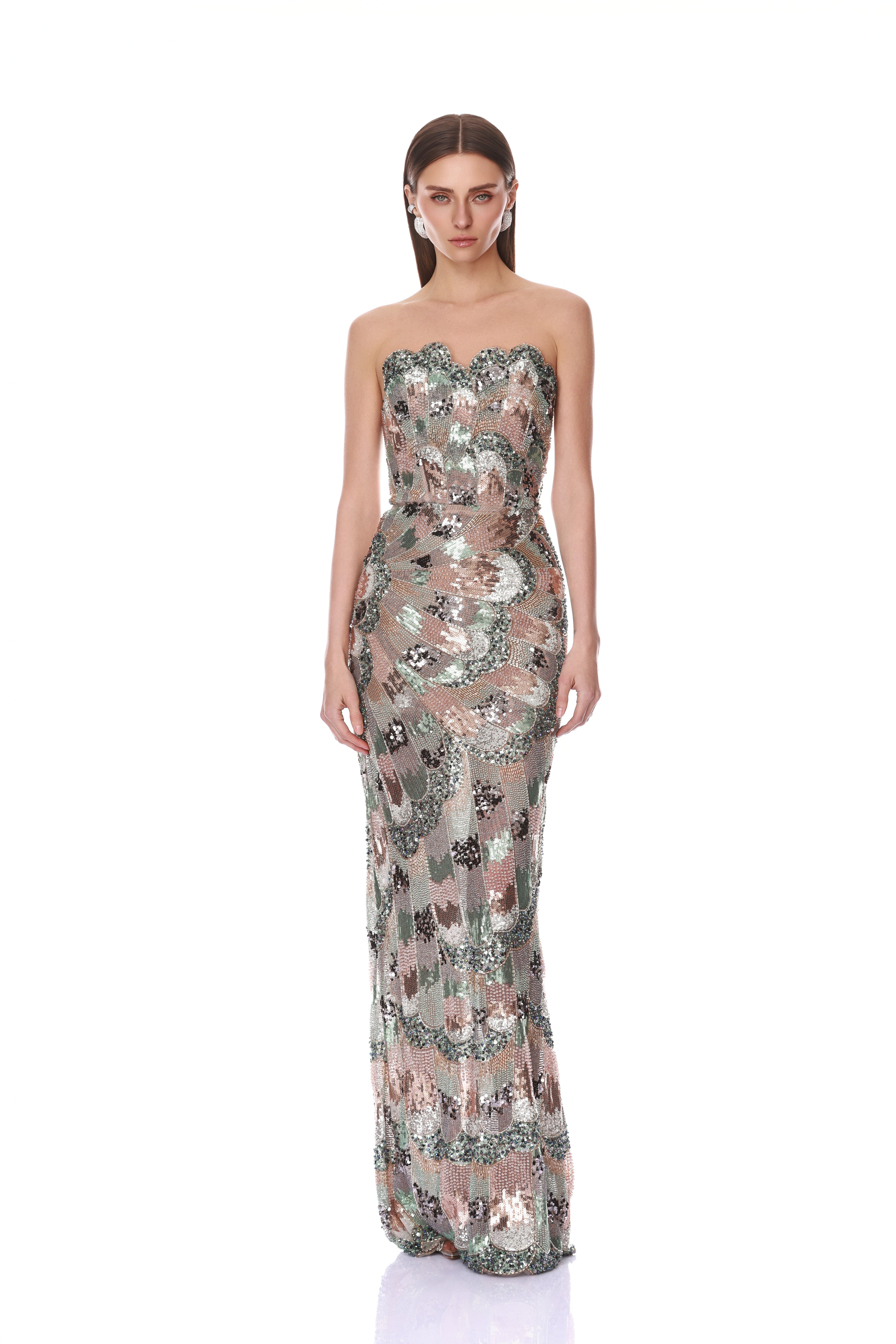 Strapless Embellished Maxi Dress