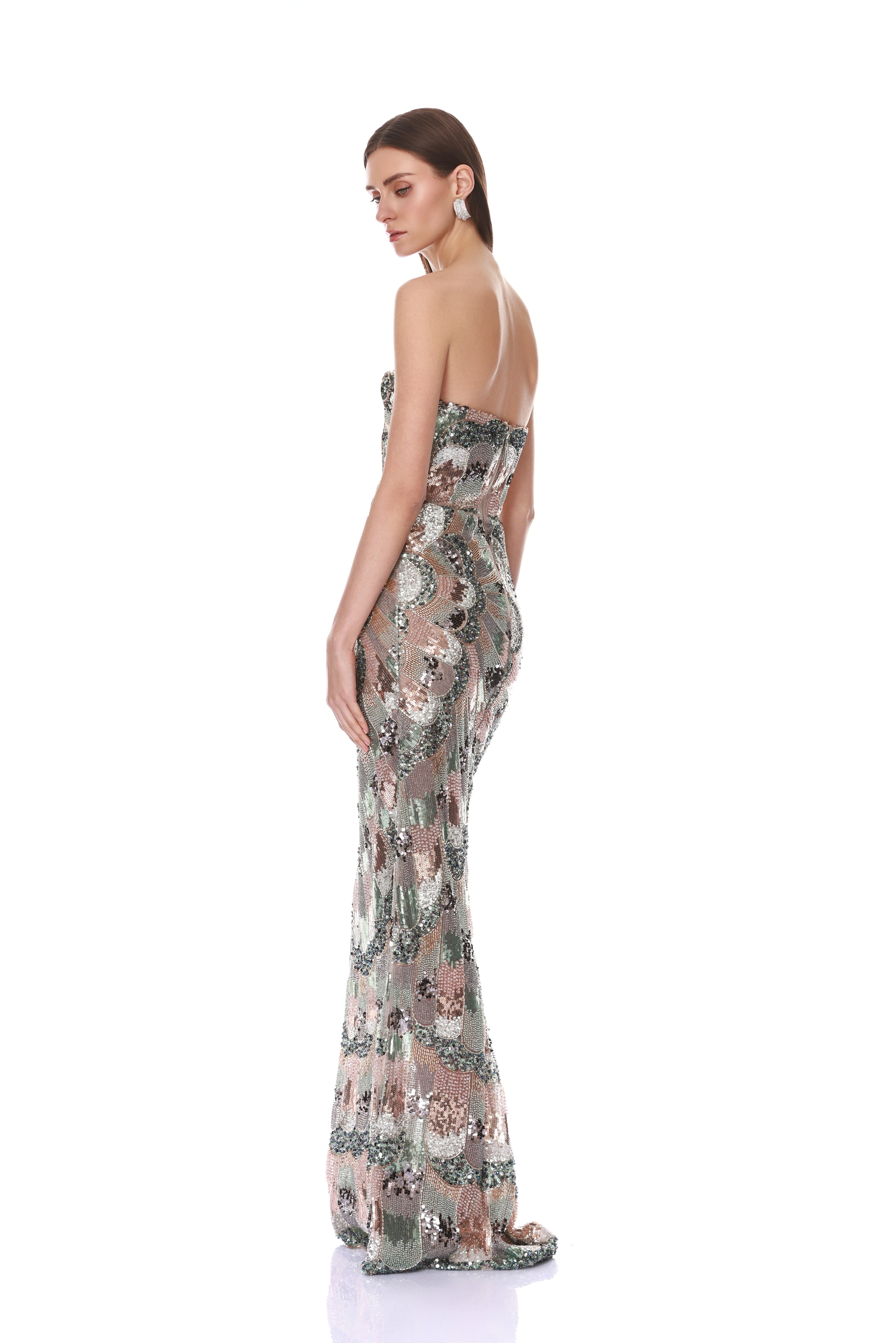 Strapless Embellished Maxi Dress
