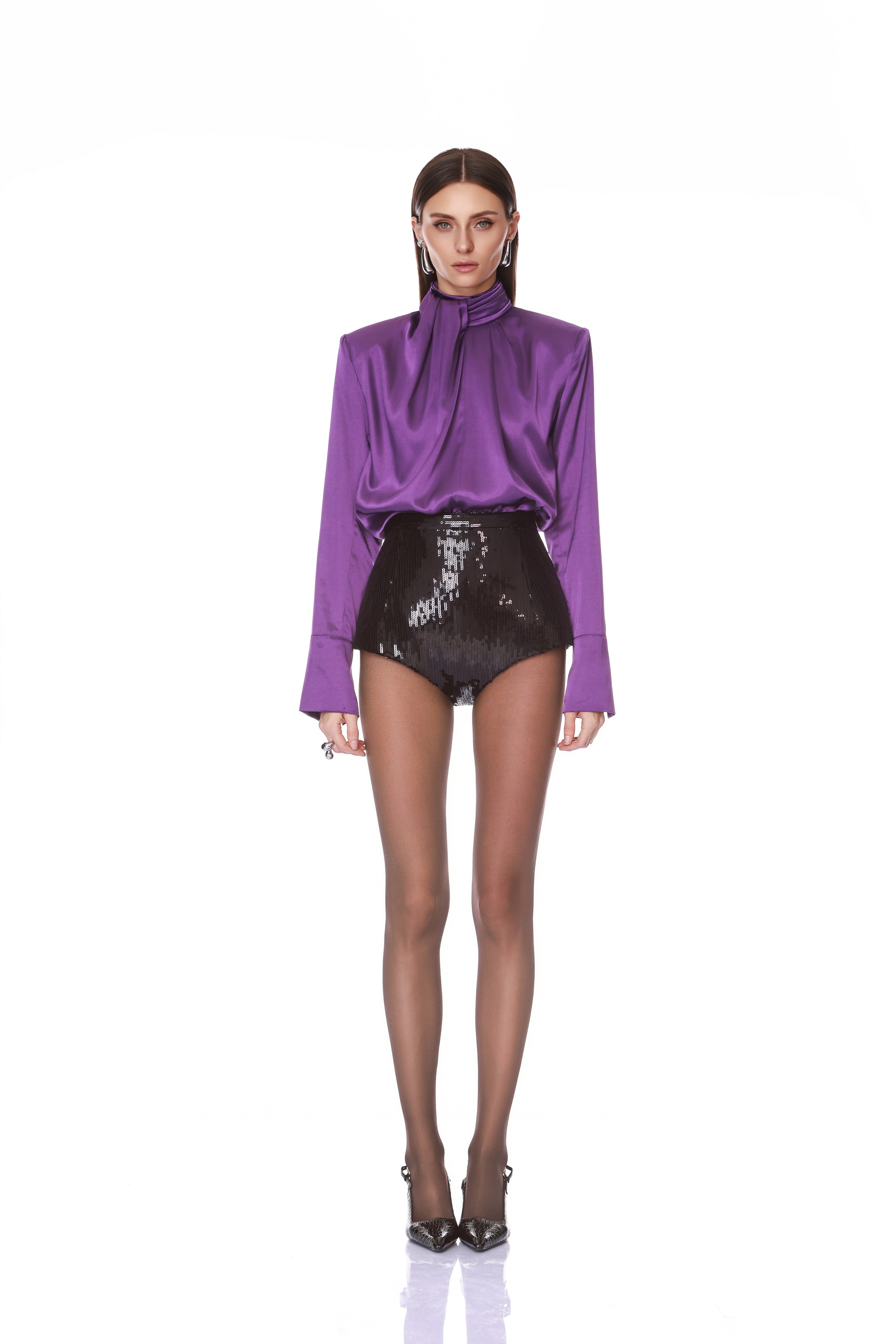 Sequin Micro Shorts Front