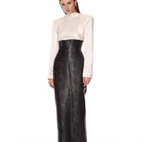 Look 3: Vegan Croc Leather Cape Top + Croc Embossed Maxi Skirt