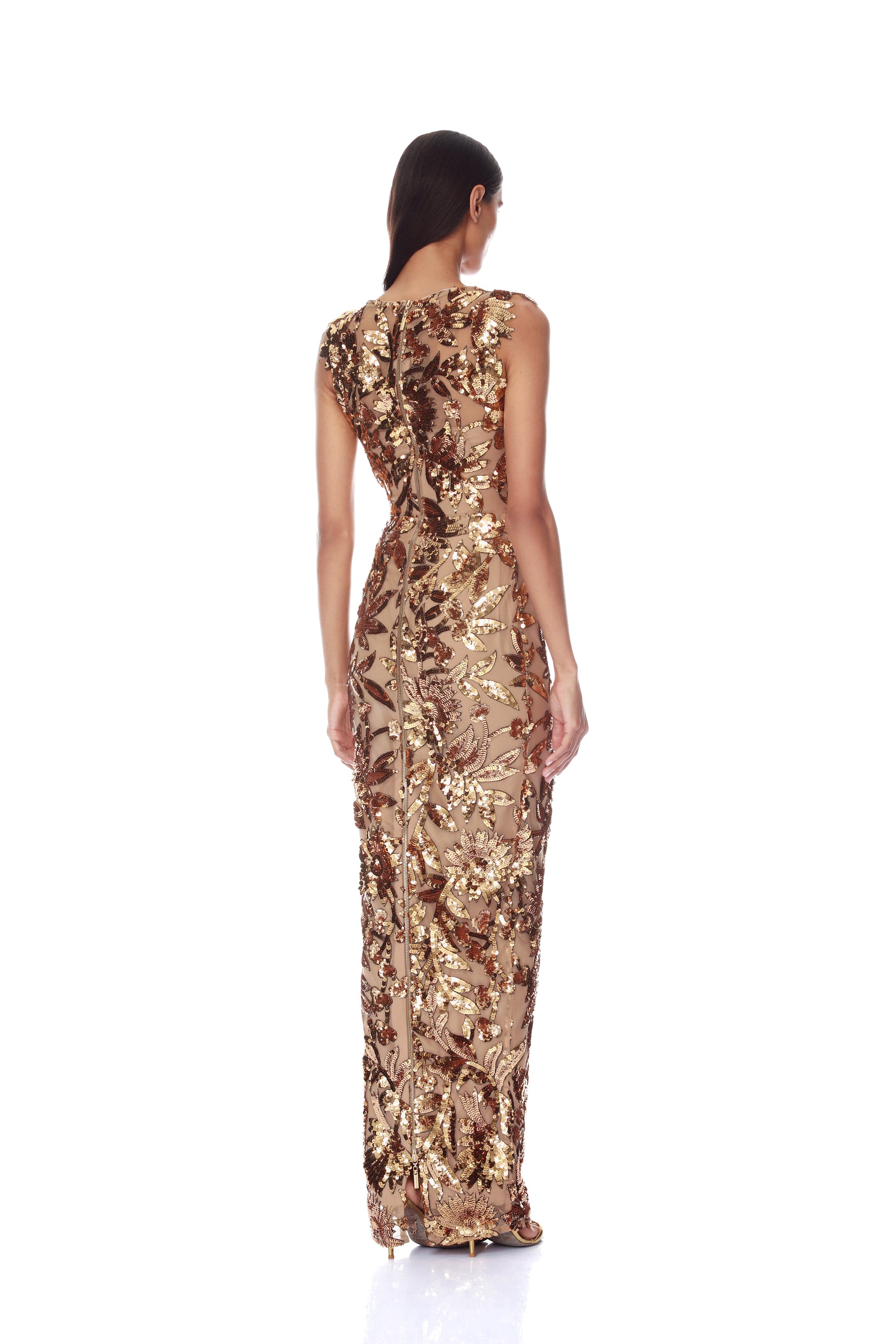 High Neck Embellished Maxi Dress Back