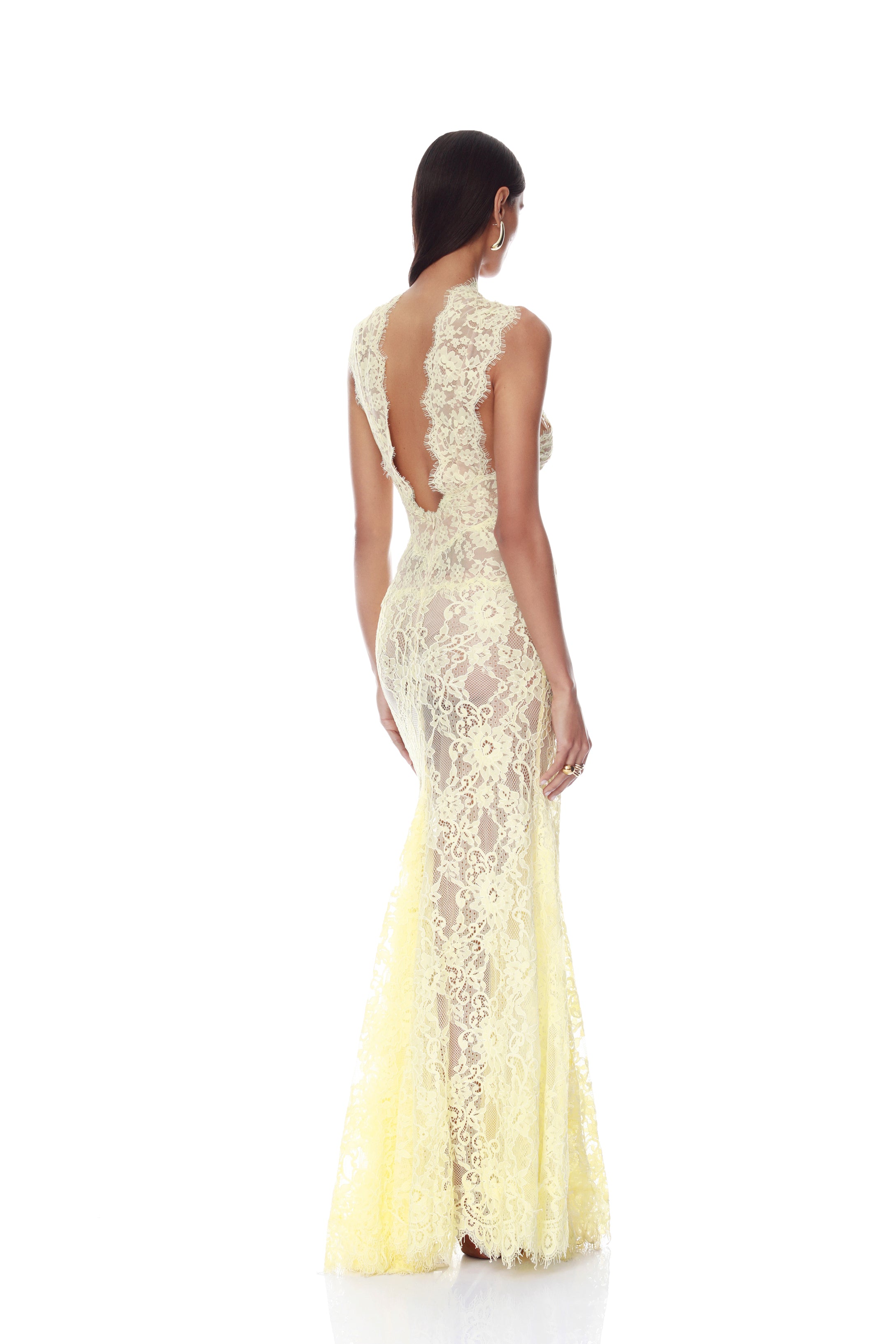 Naia Butter Yellow Lace Gown