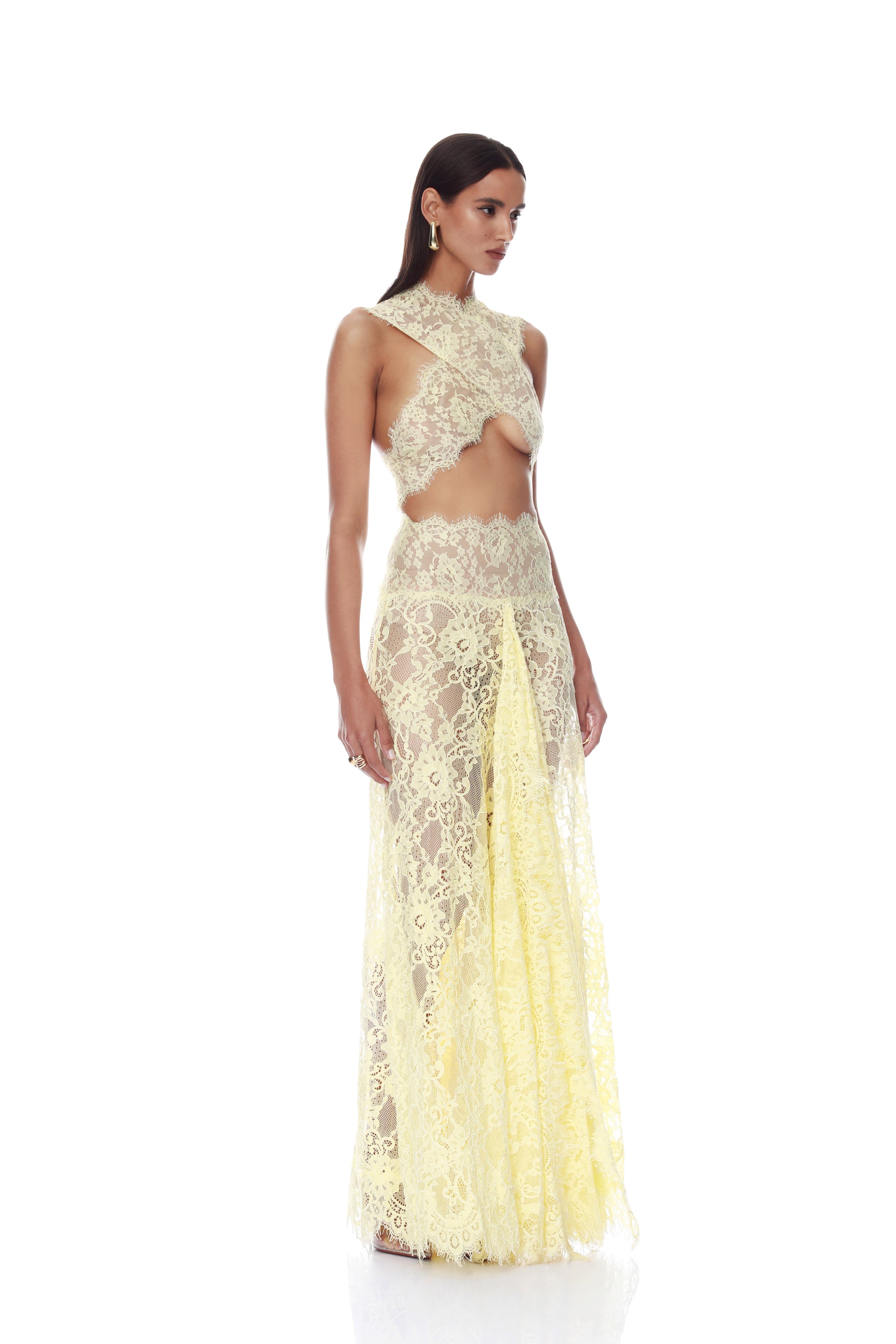 Naia Butter Yellow Lace Gown