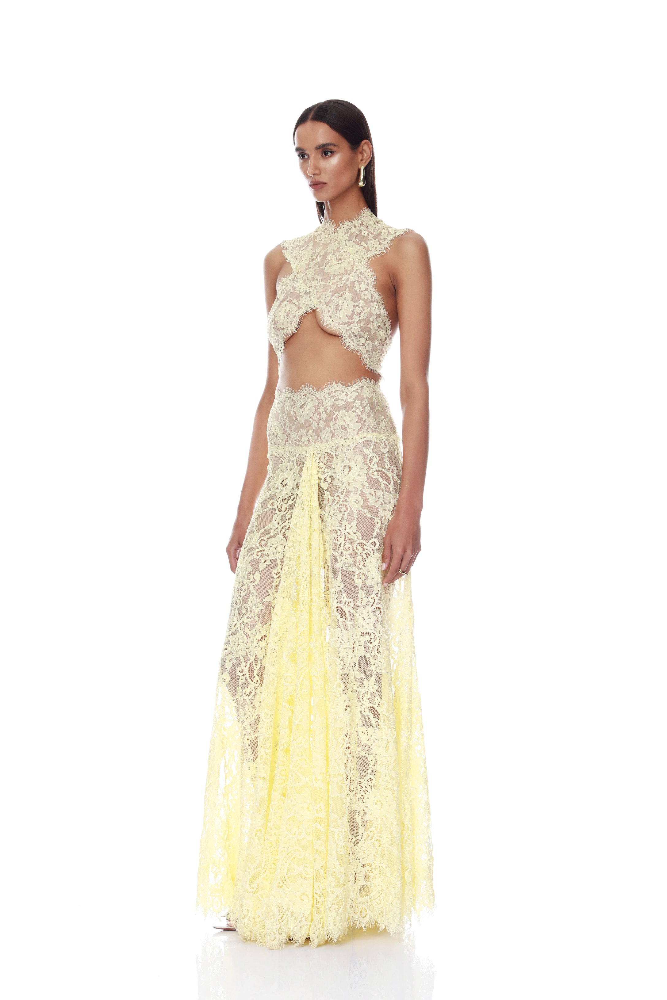 Naia Butter Yellow Lace Gown