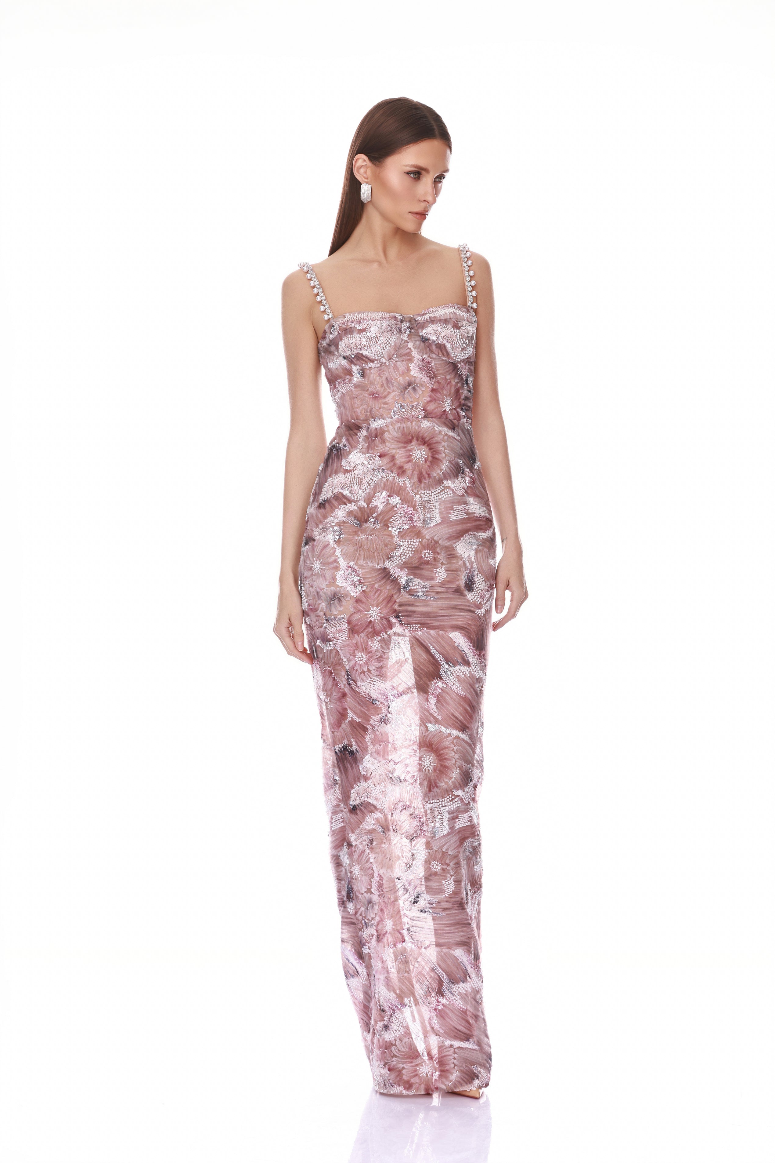 Eve Dahlia Blush Maxi Dress with Straps