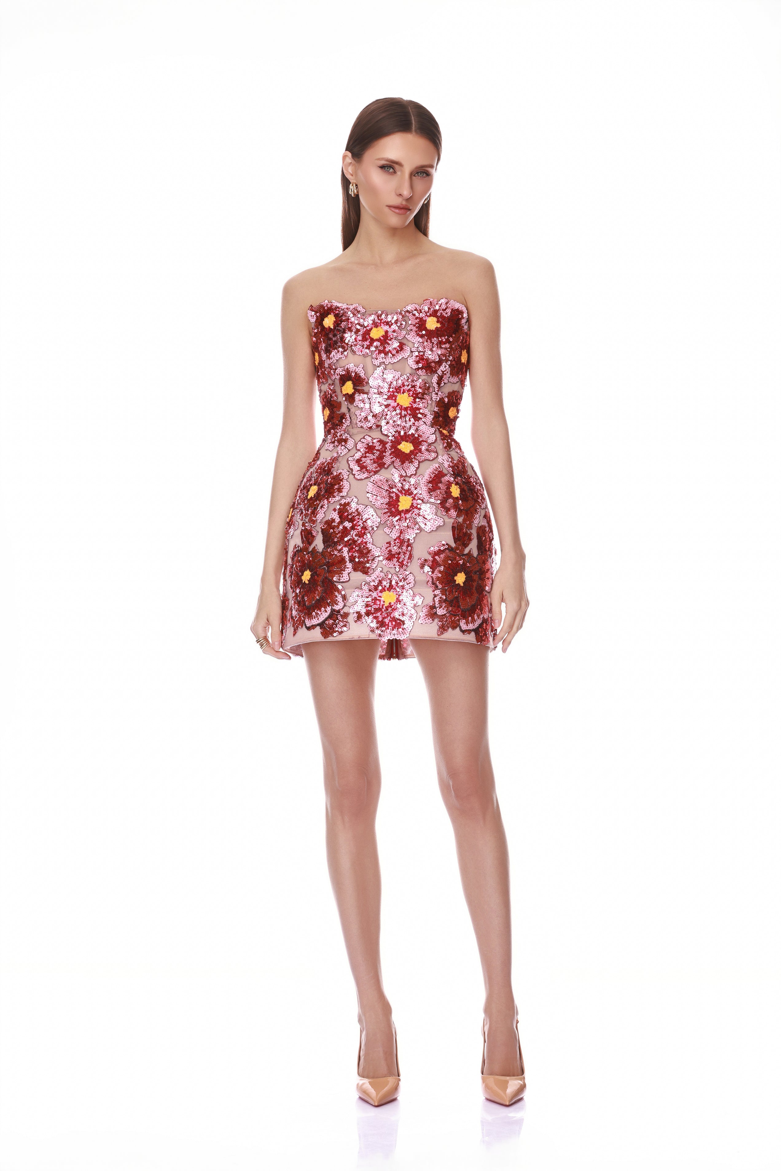 Raspberry Sequin Maraya Strapless Mini Dress