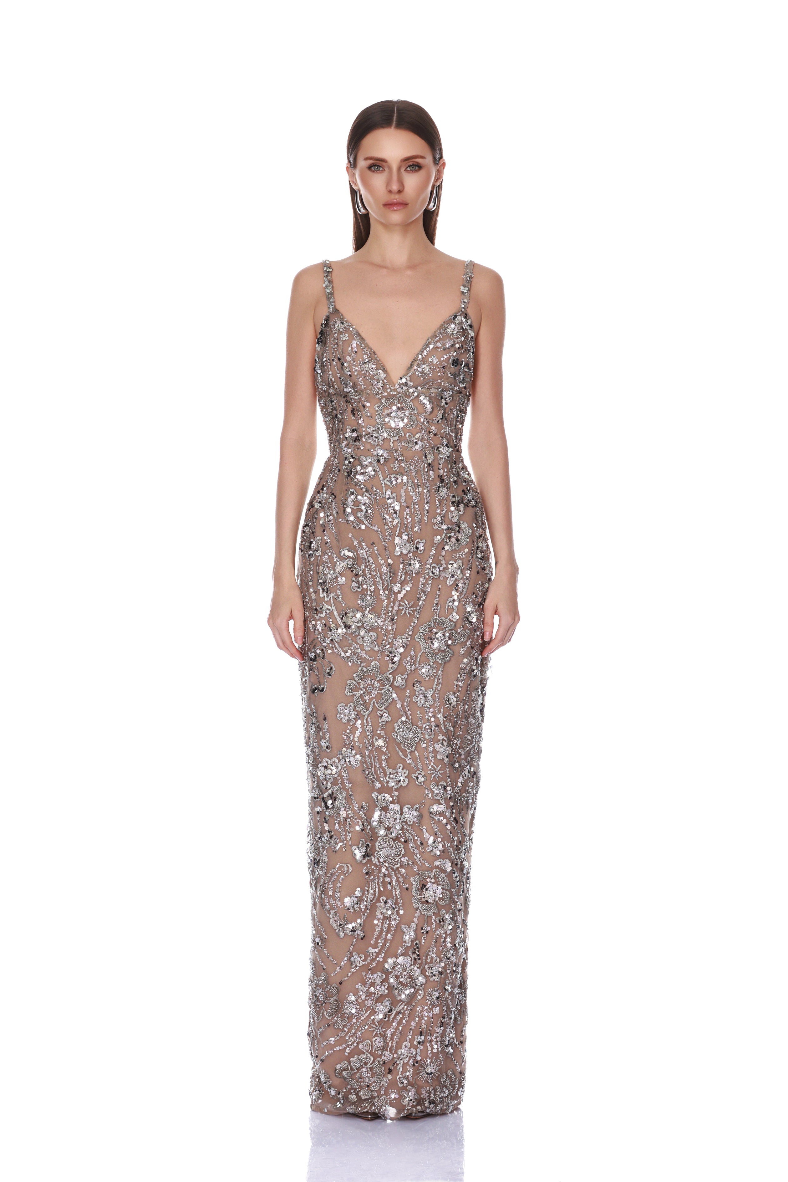 Bronx And Banco Women's Venetian Allegra Embellished Maxi Dress - Silver - Size L Bronx And Banco Women's Venetian Allegra Embellished Maxi Dress - Silver - Size L