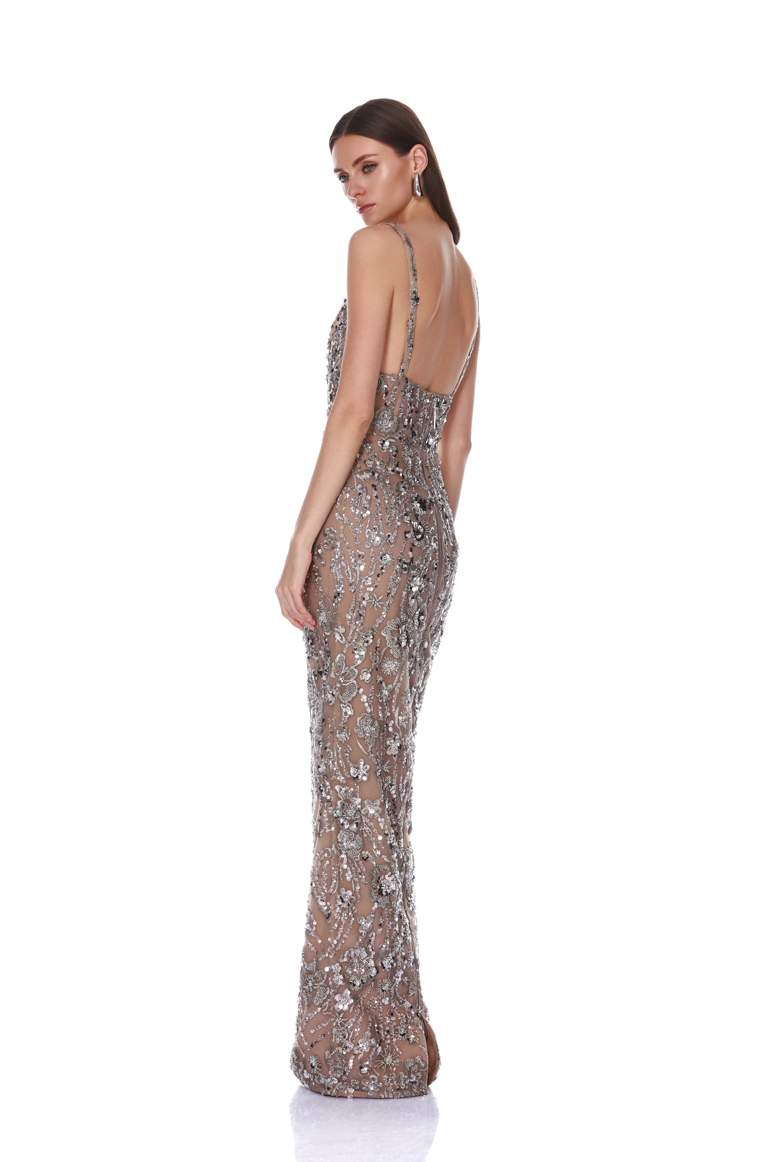 Venetian Allegra Silver Maxi Dress