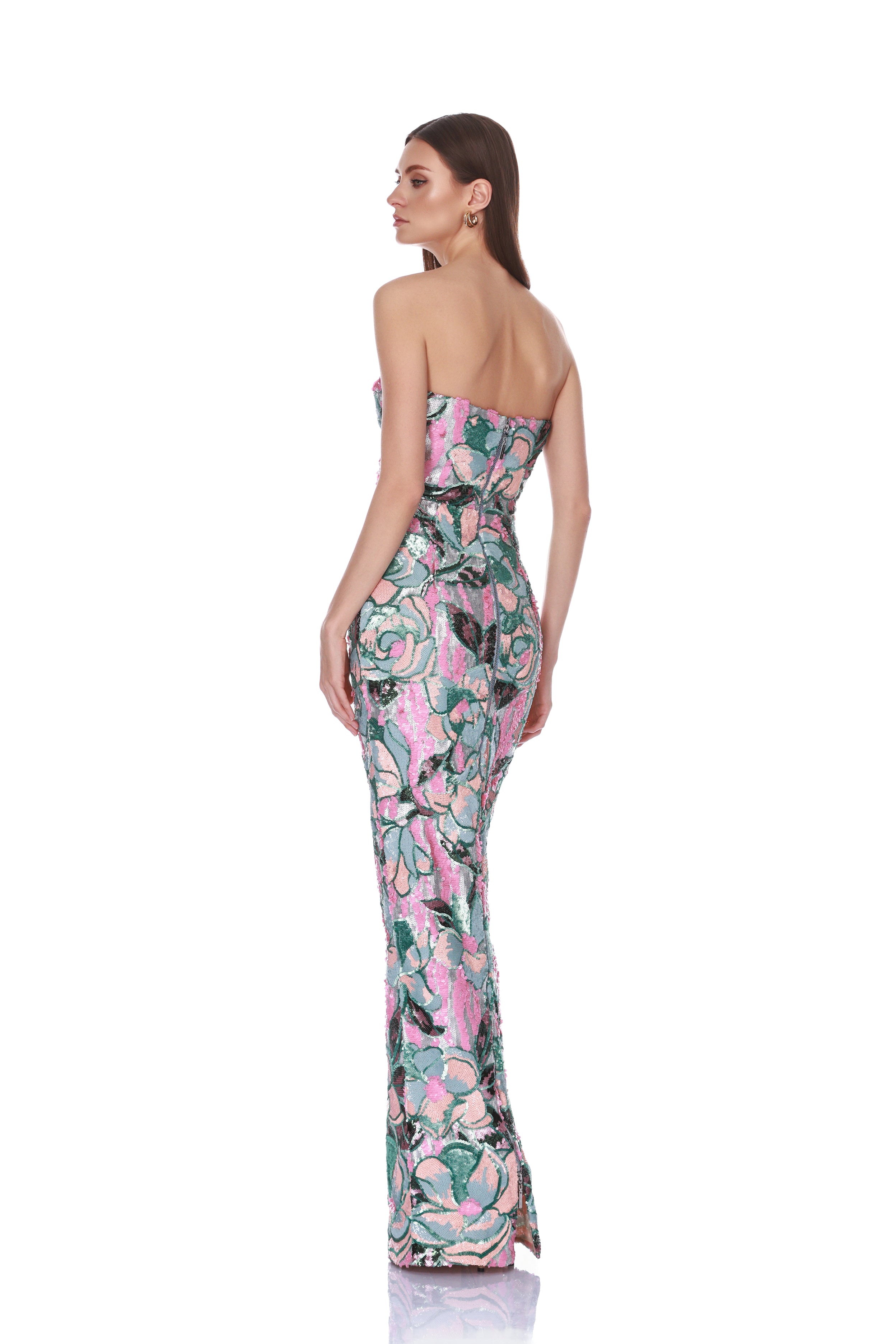 Calypso Sequin Dahlia Strapless Maxi Dress