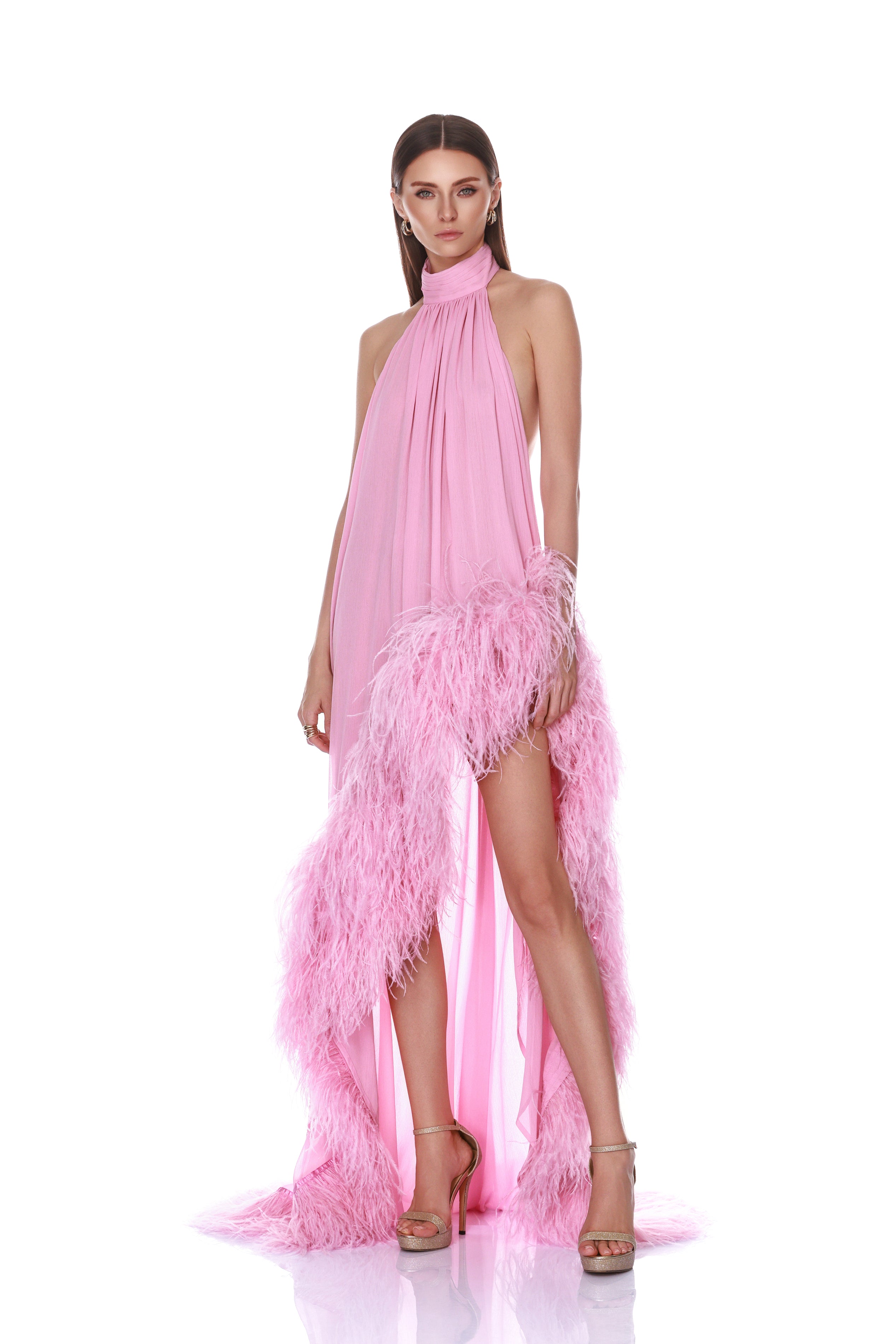 Madeline Halterneck Baby Pink Gown