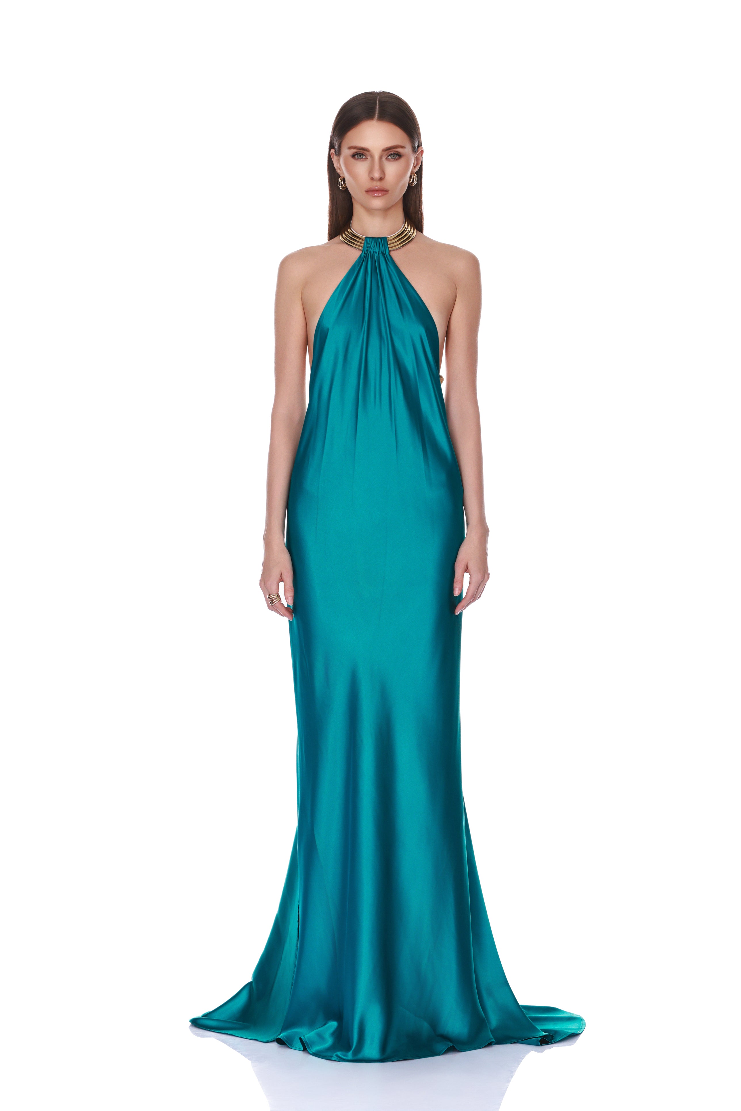 Amara Cerulean Backless Gown