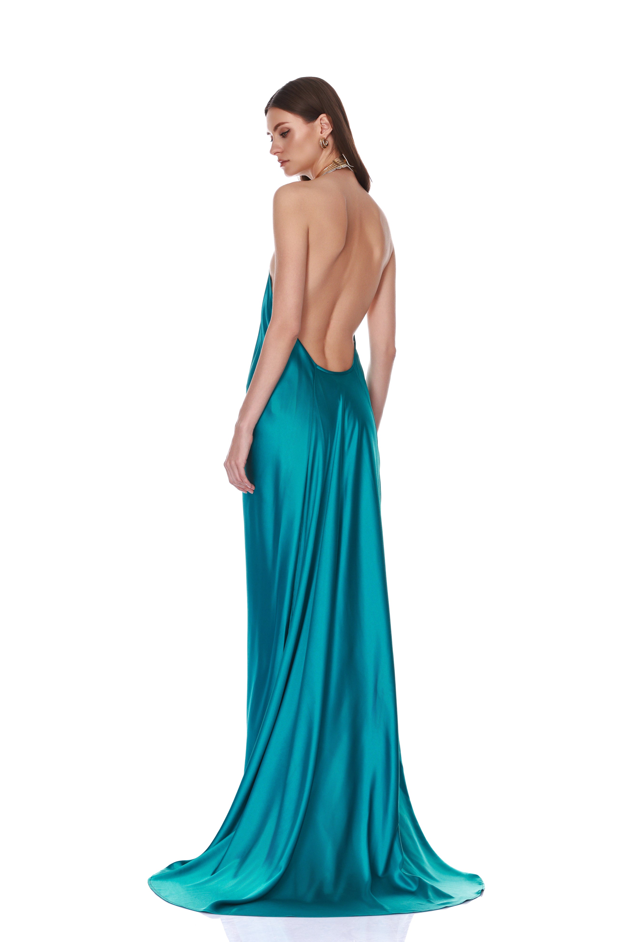 Amara Cerulean Backless Gown