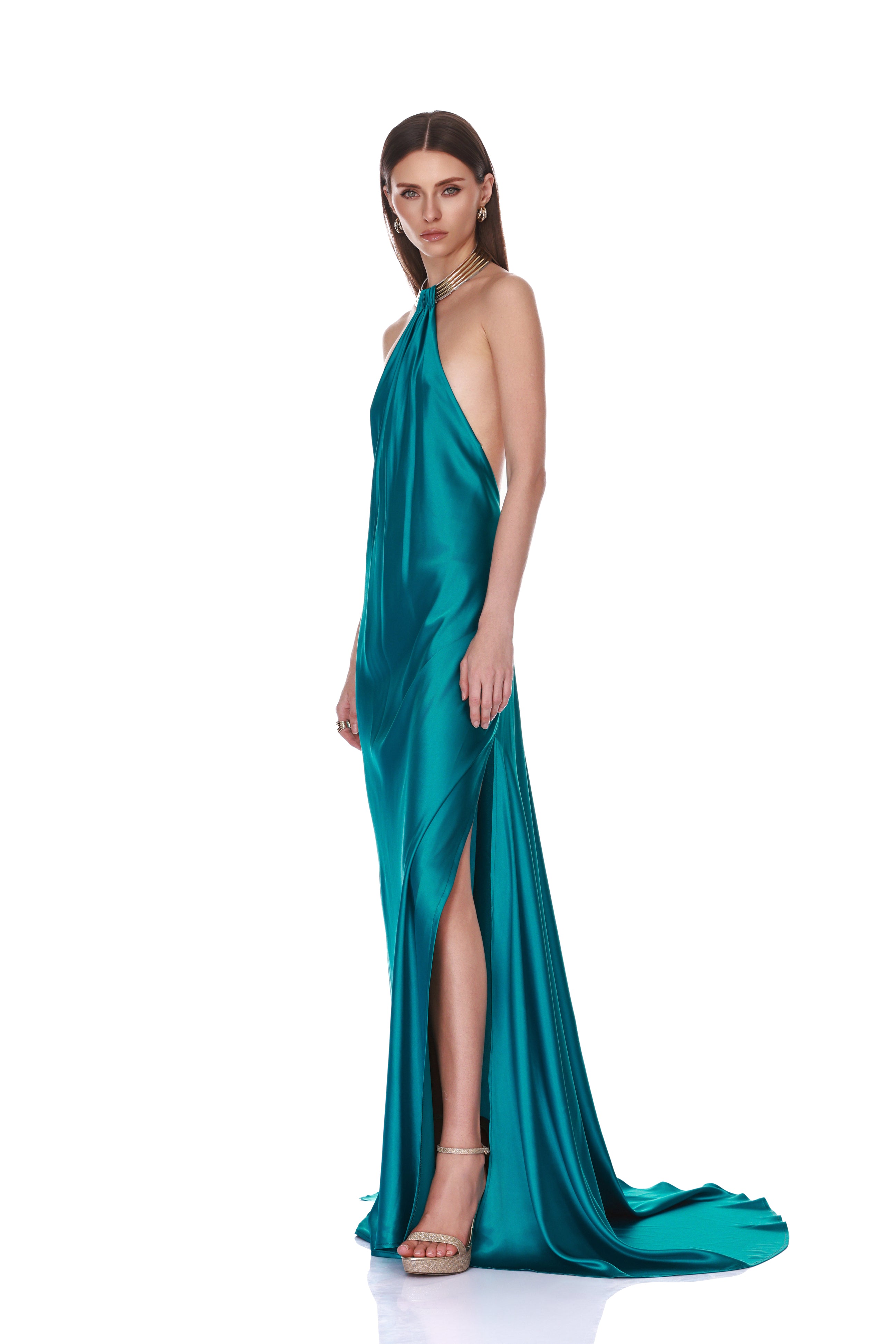 Amara Cerulean Backless Gown