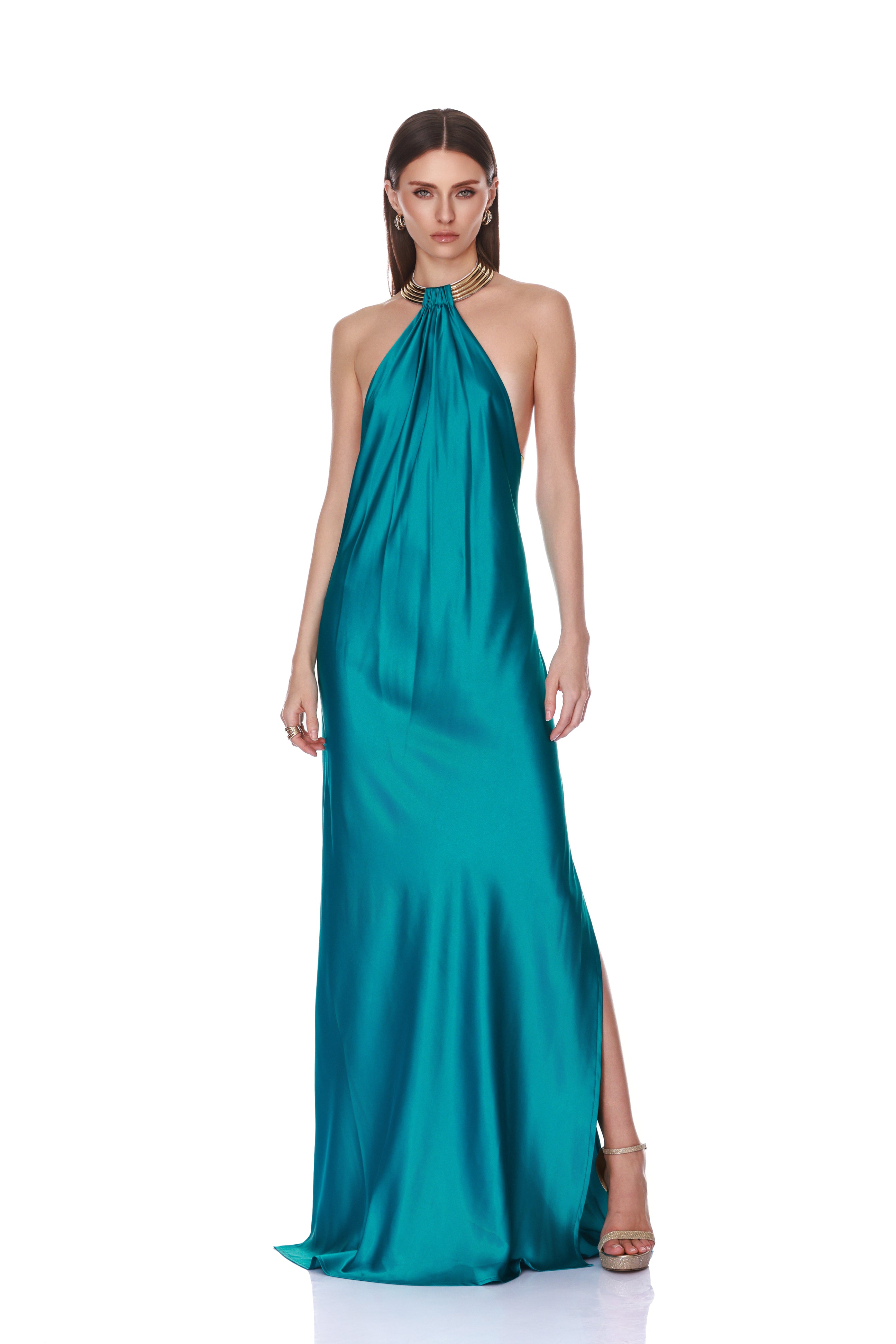 Amara Cerulean Backless Gown