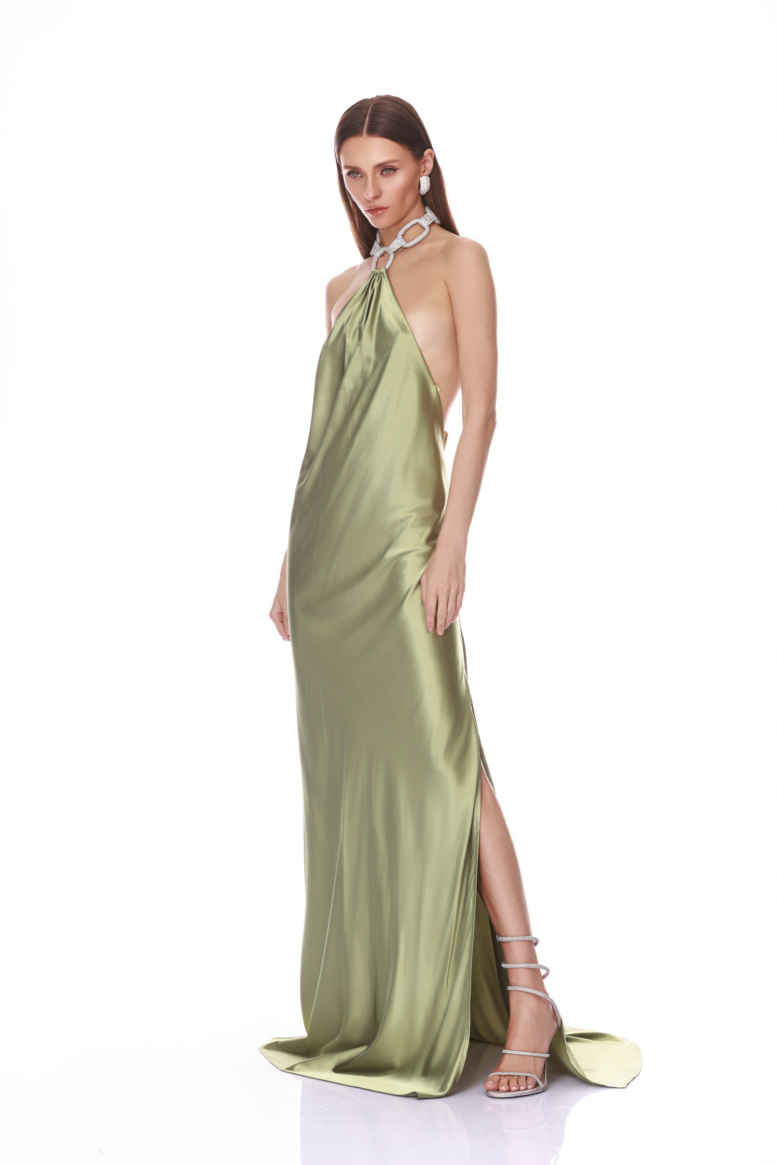 Amara Sage Backless Gown