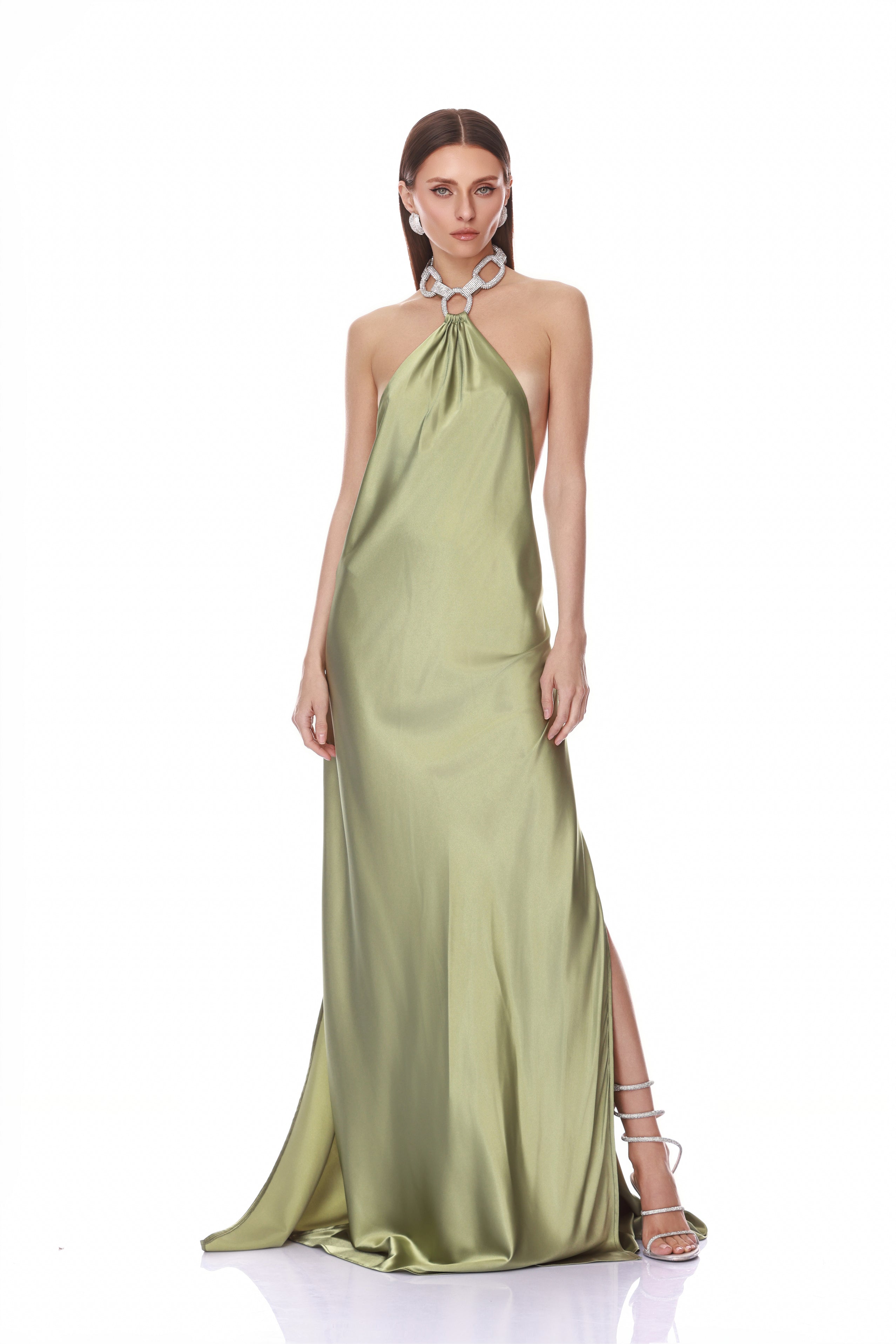 Amara Sage Backless Gown