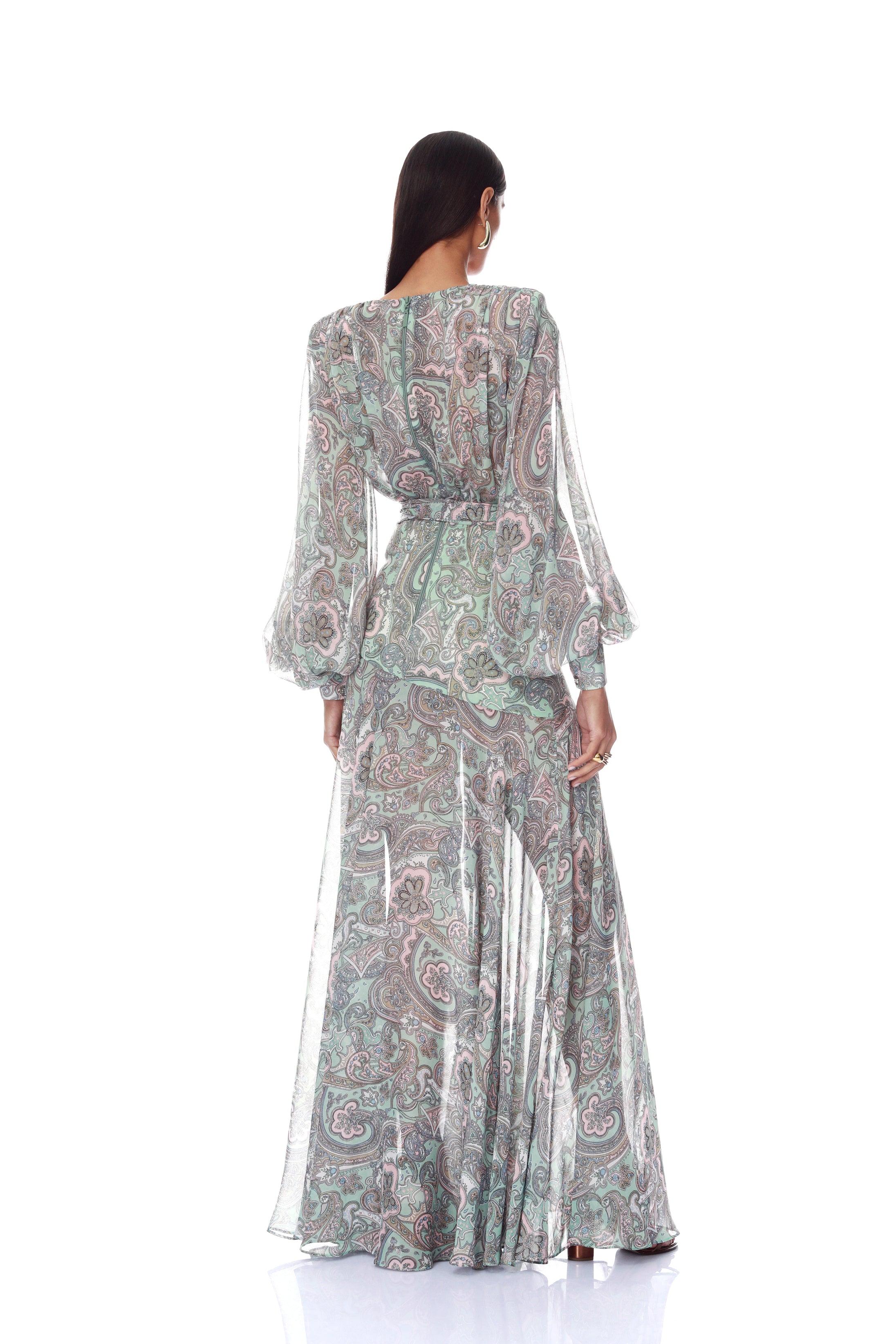 Macy Carmen Blue Paisley Gown