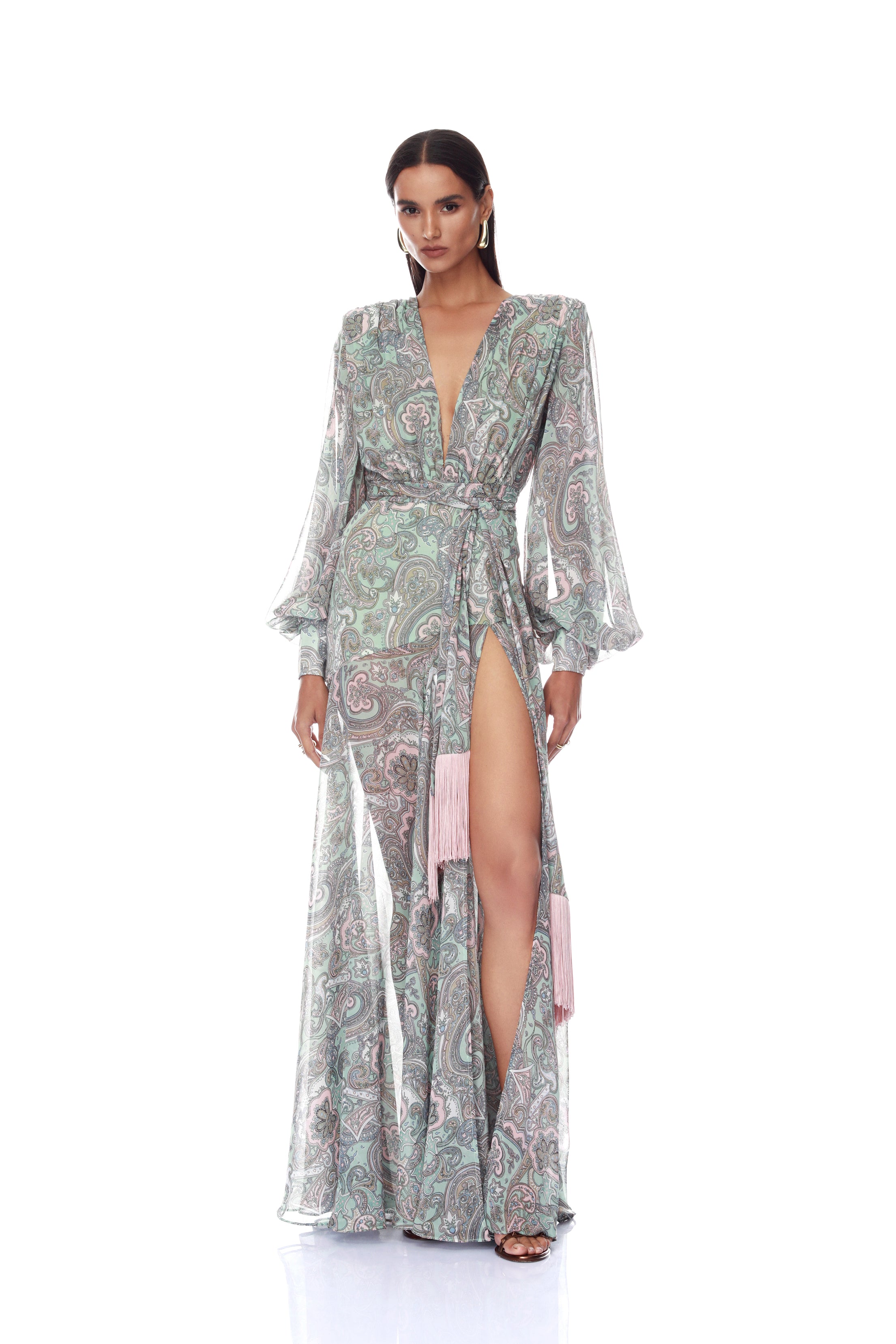 Macy Carmen Blue Paisley Gown