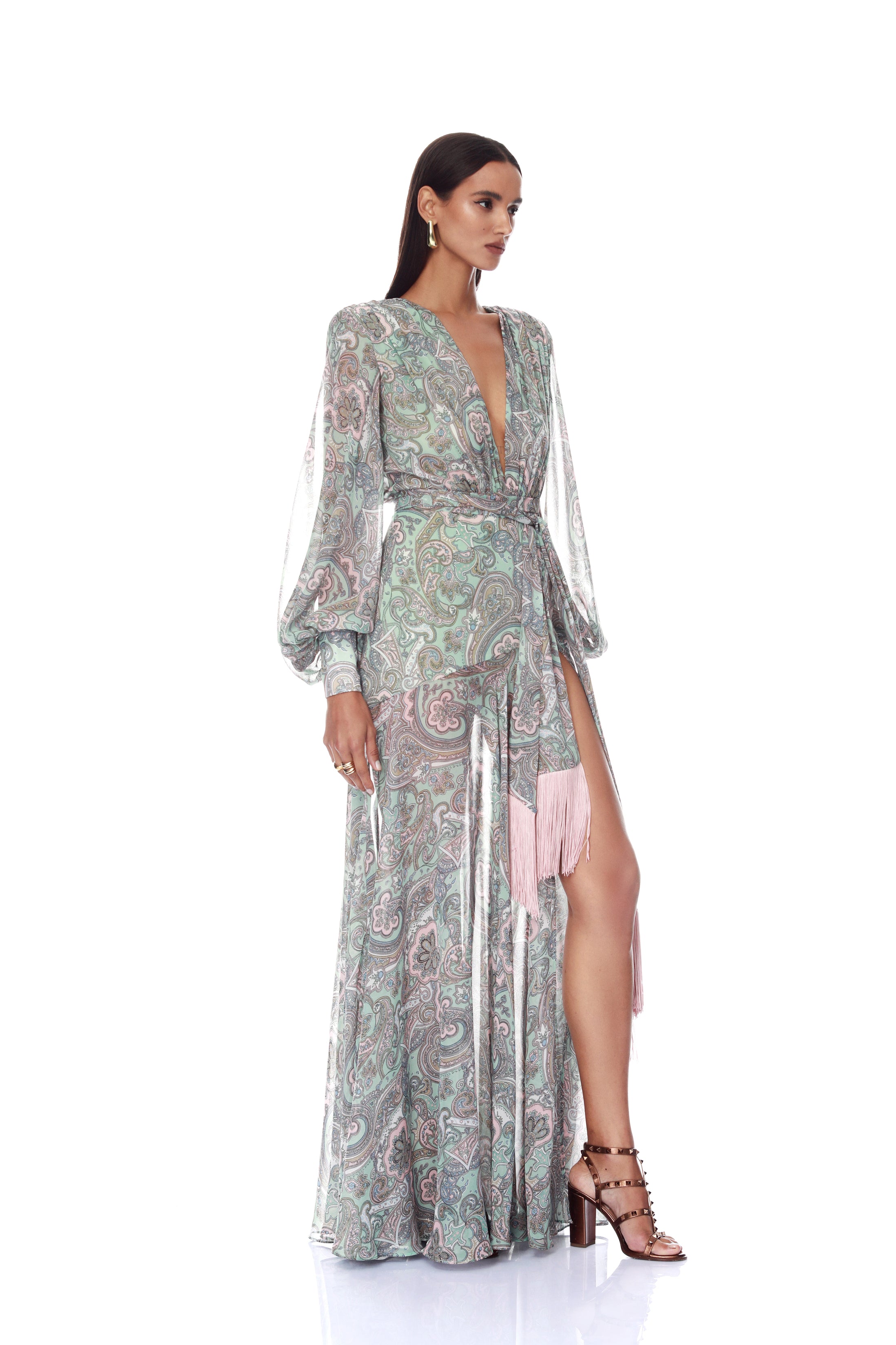Macy Carmen Blue Paisley Gown