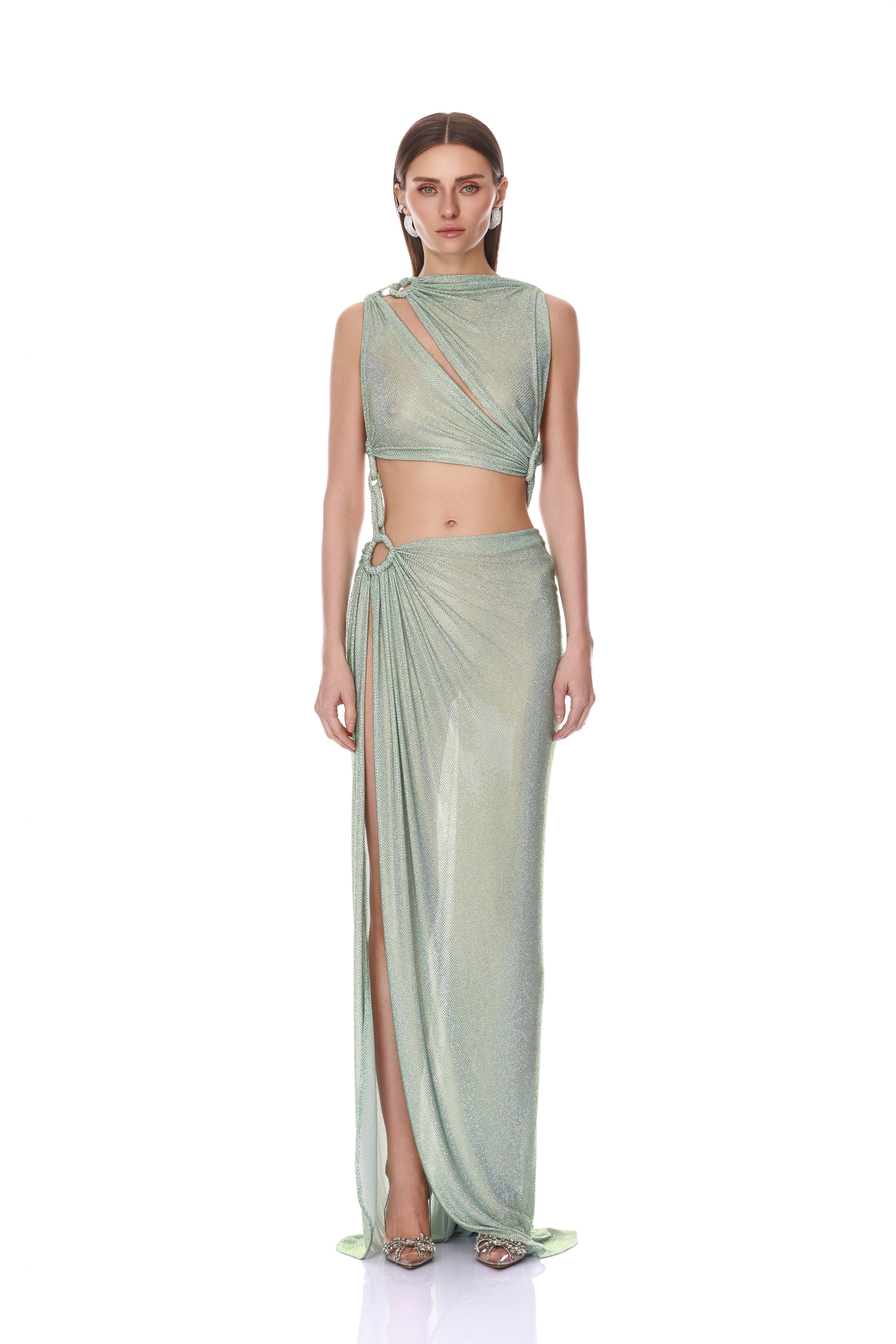 Morocco Sleeveless Cutout Diamond Gown