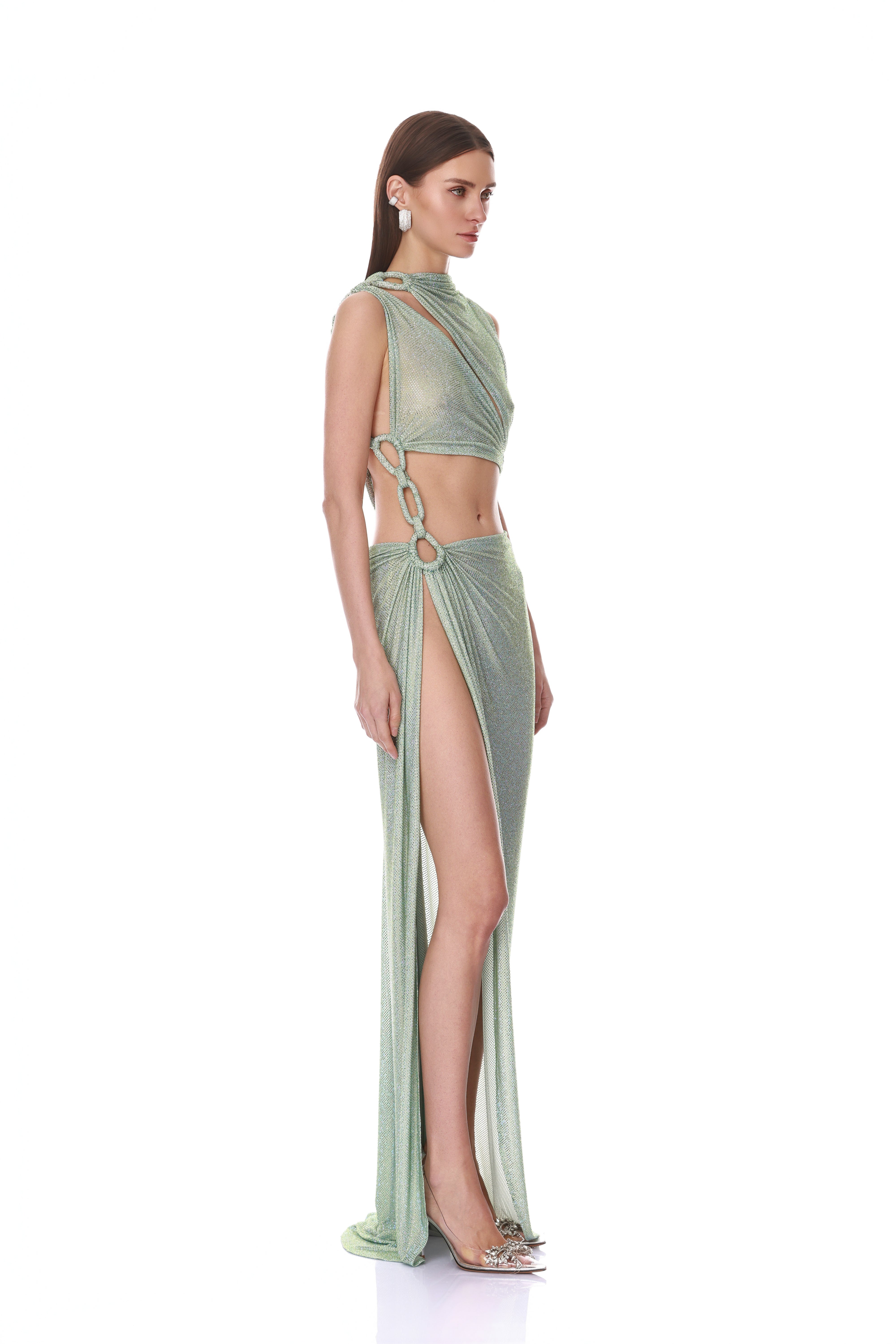 Morocco Sleeveless Cutout Diamond Gown