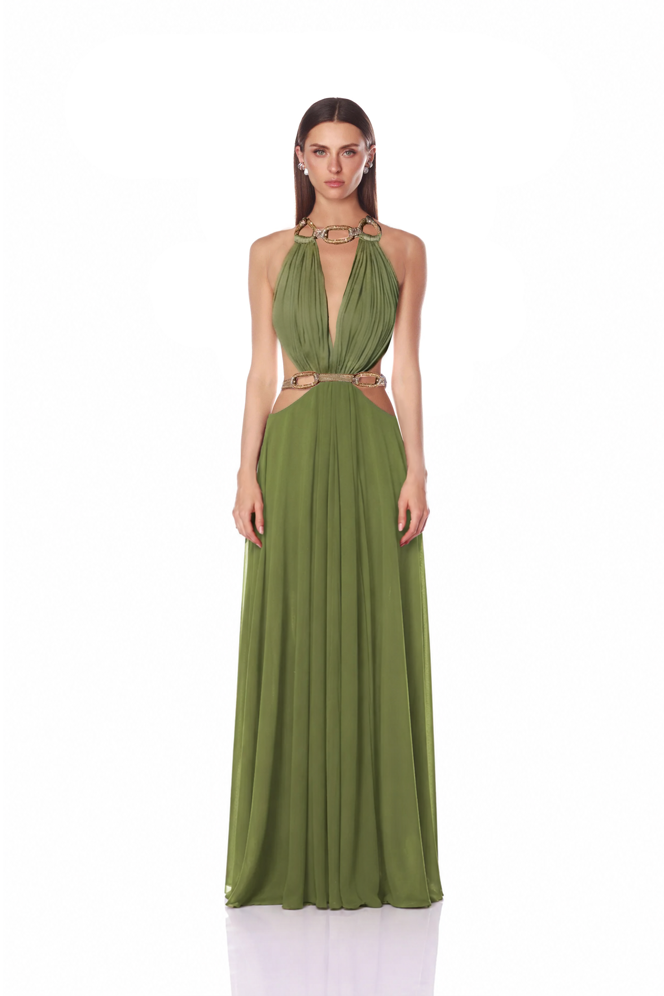 Brielle Sage Diamond Halterneck Gown