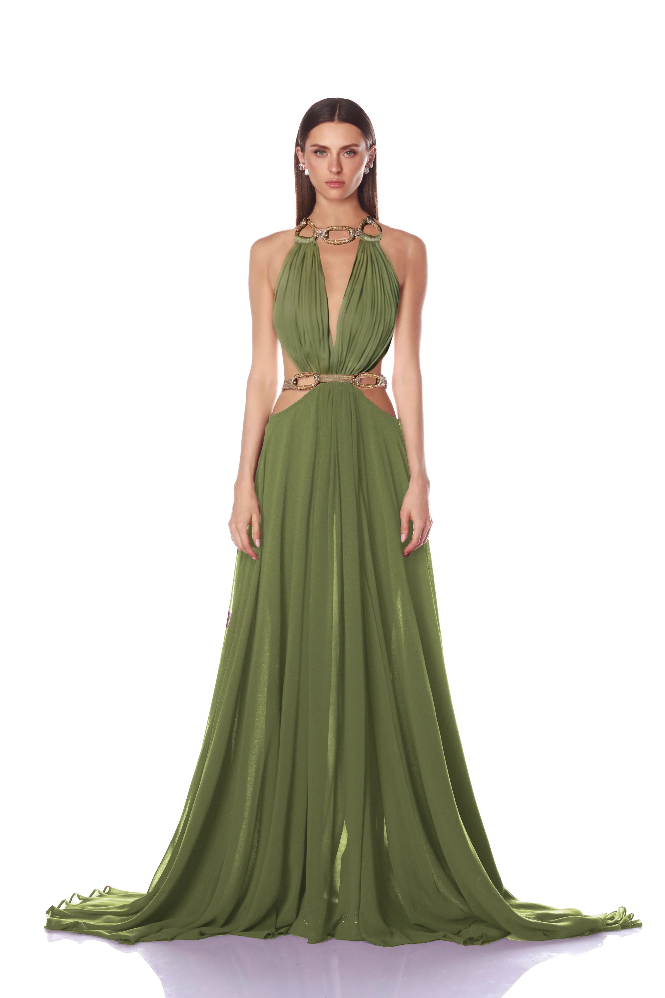Brielle Sage Diamond Halterneck Gown