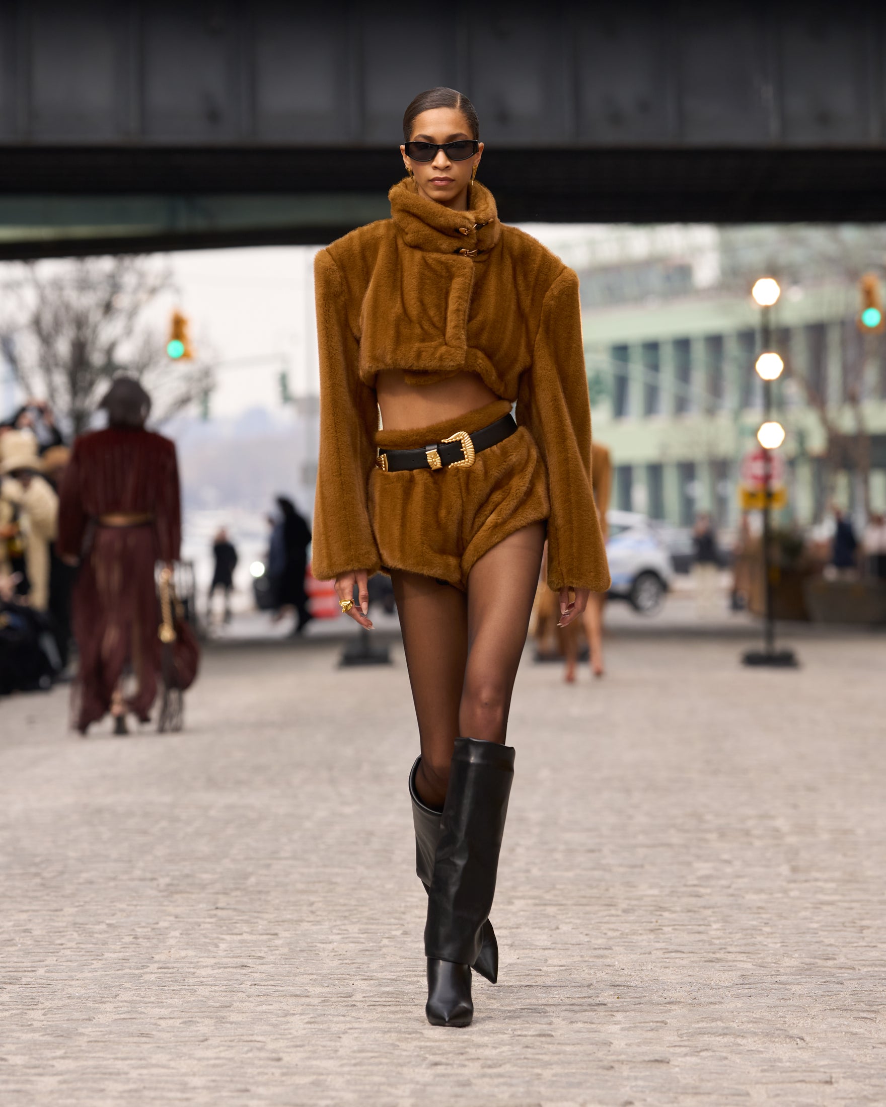 Faux Mink Camel Brown Shorts