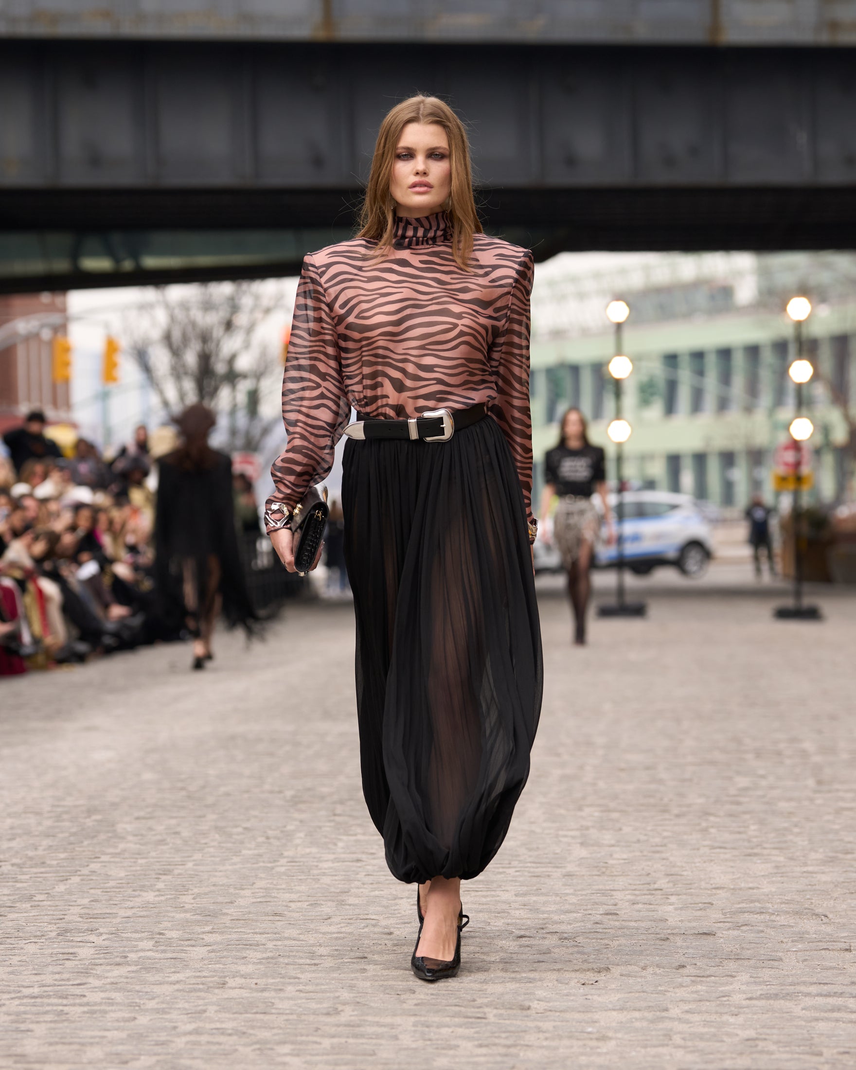 Zebra Chiffon High Neck Blouse + Chiffon Pants