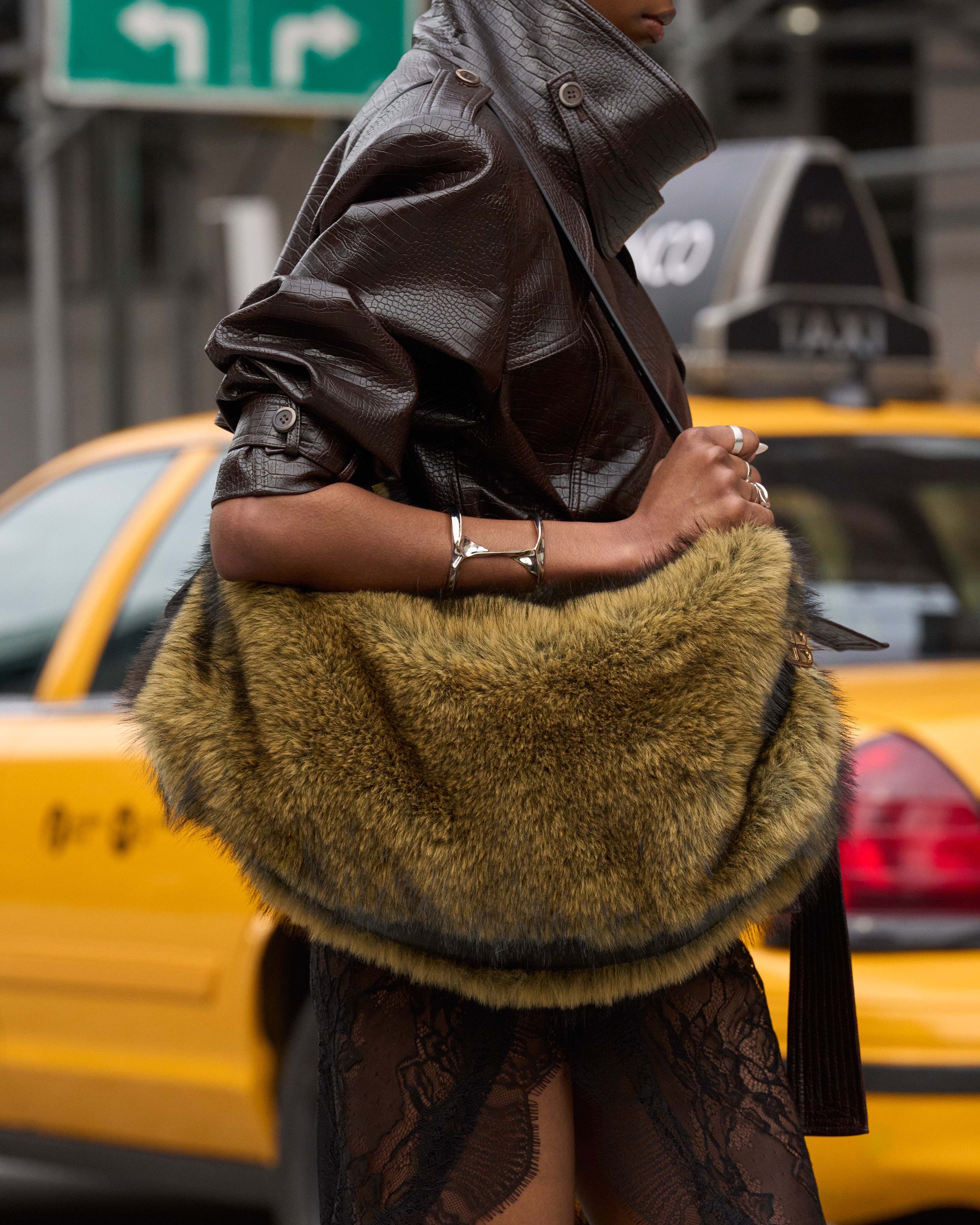Faux Fur Iman Shoulder Bag