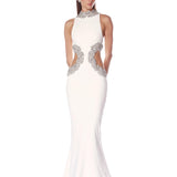Camila White Rhinestone Cutout Gown