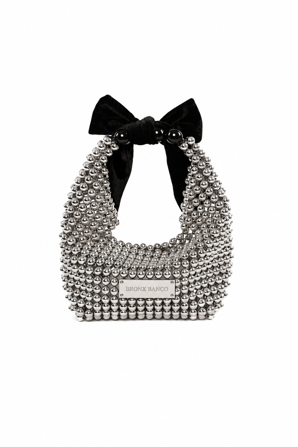 Metal Chain Mini Bag with Velvet Bow