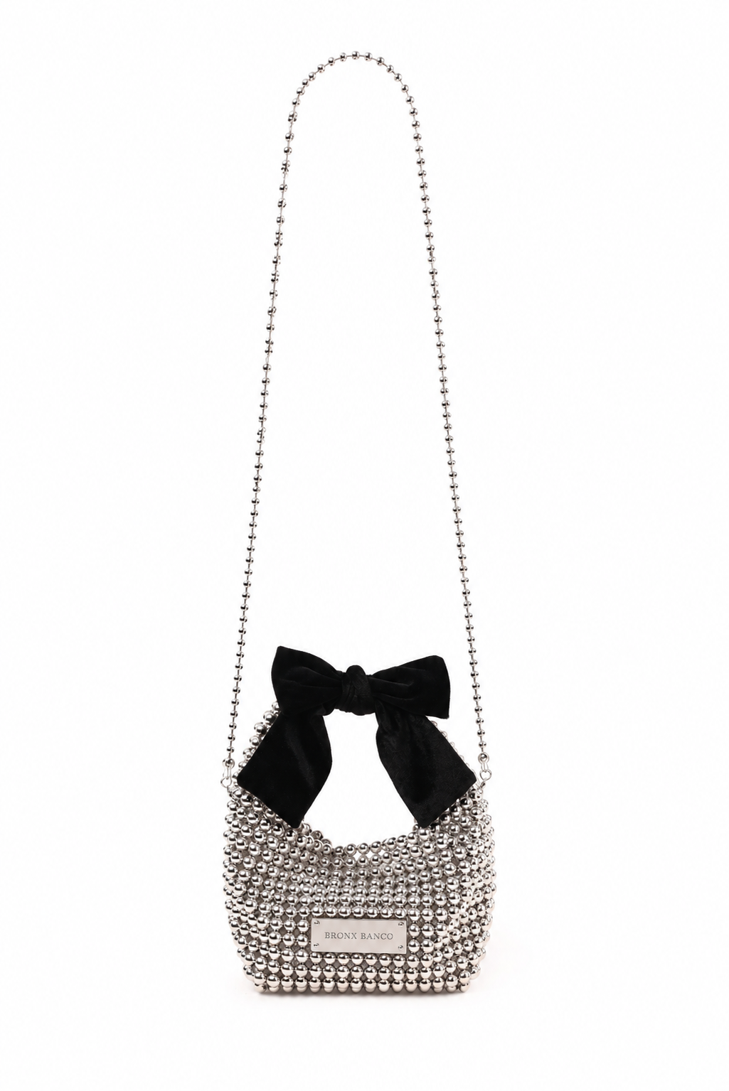 Metal Chain Mini Bag with Velvet Bow