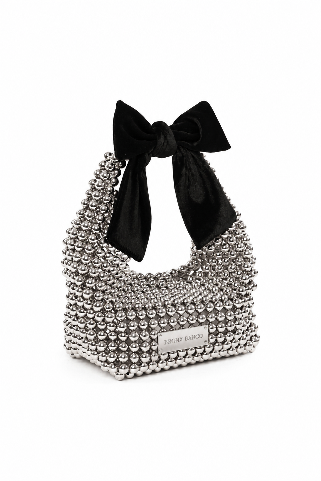 Metal Chain Mini Bag with Velvet Bow