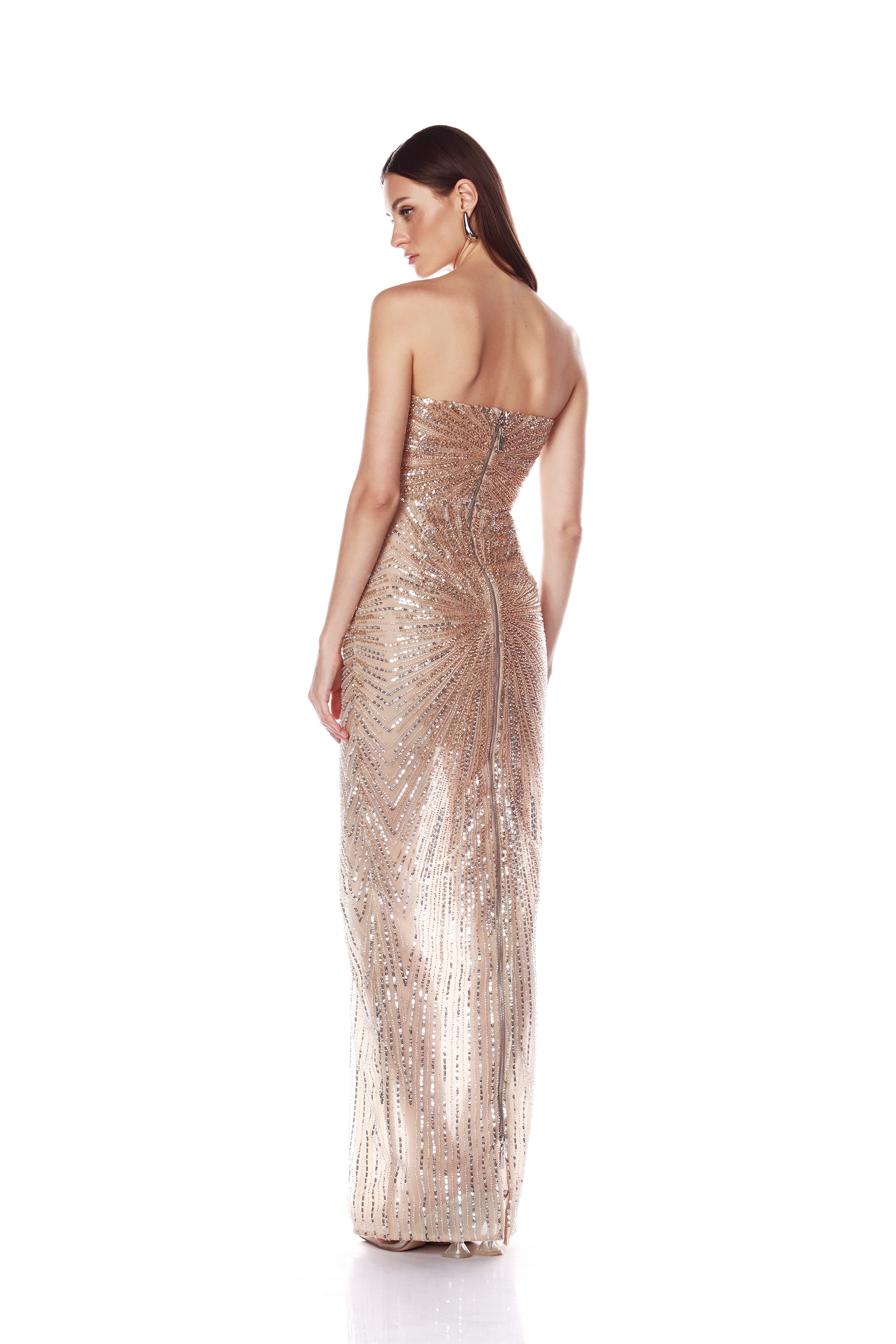 Dahlia Champagne Strapless Maxi Dress