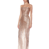 Dahlia Champagne Strapless Maxi Dress