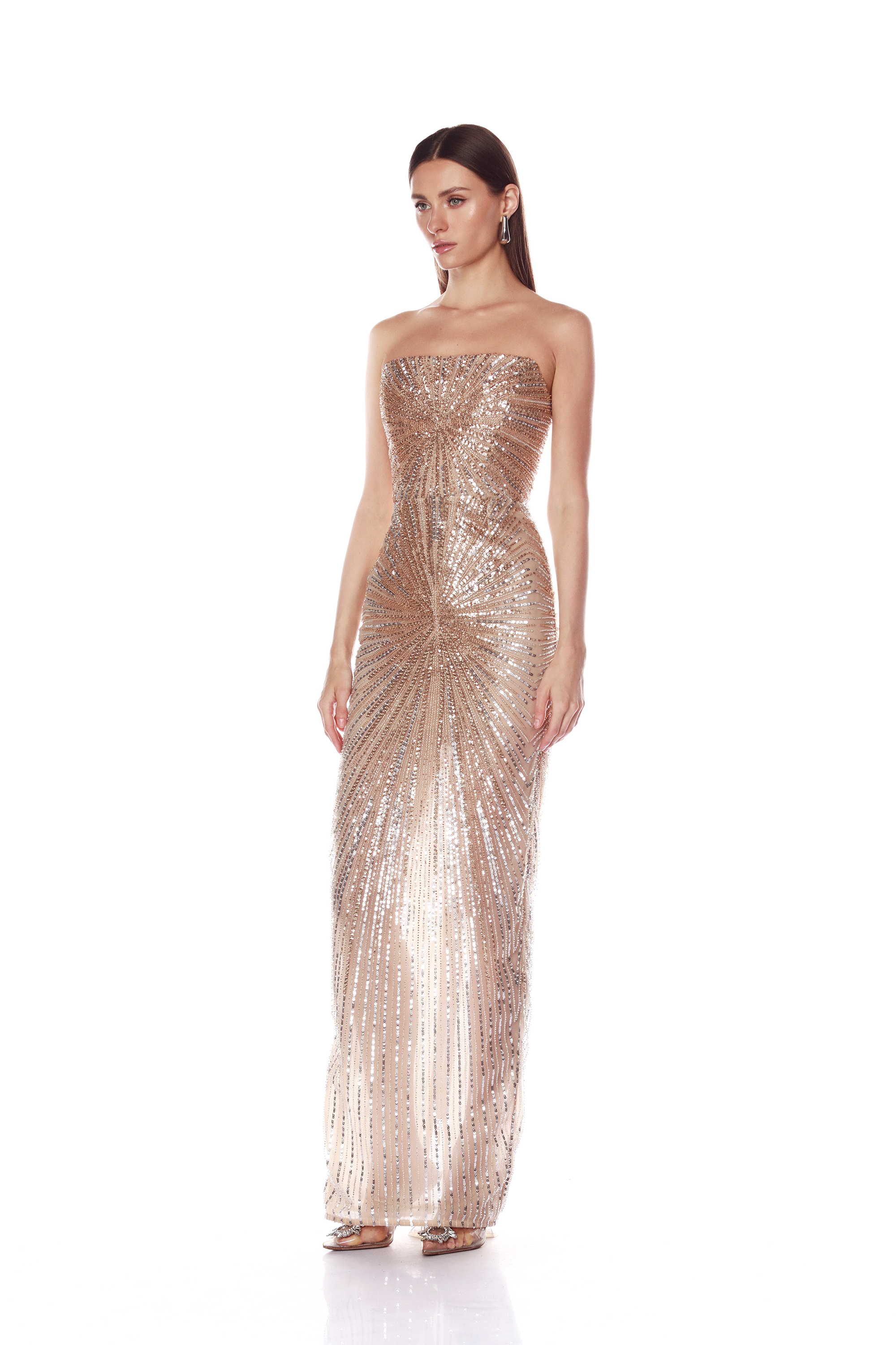 Dahlia Champagne Strapless Maxi Dress