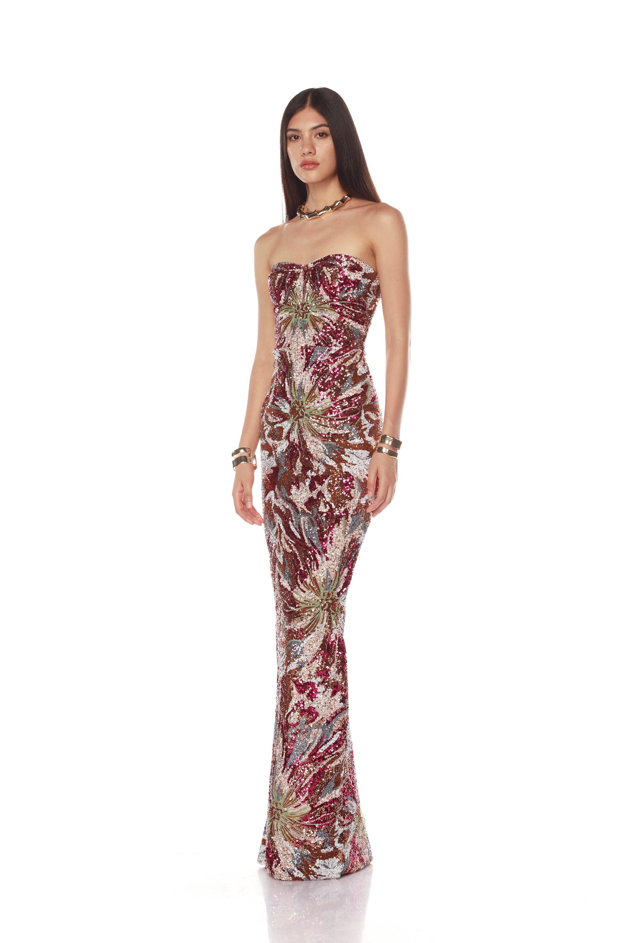 Dahlia Fuchsia Multi Maxi Dress